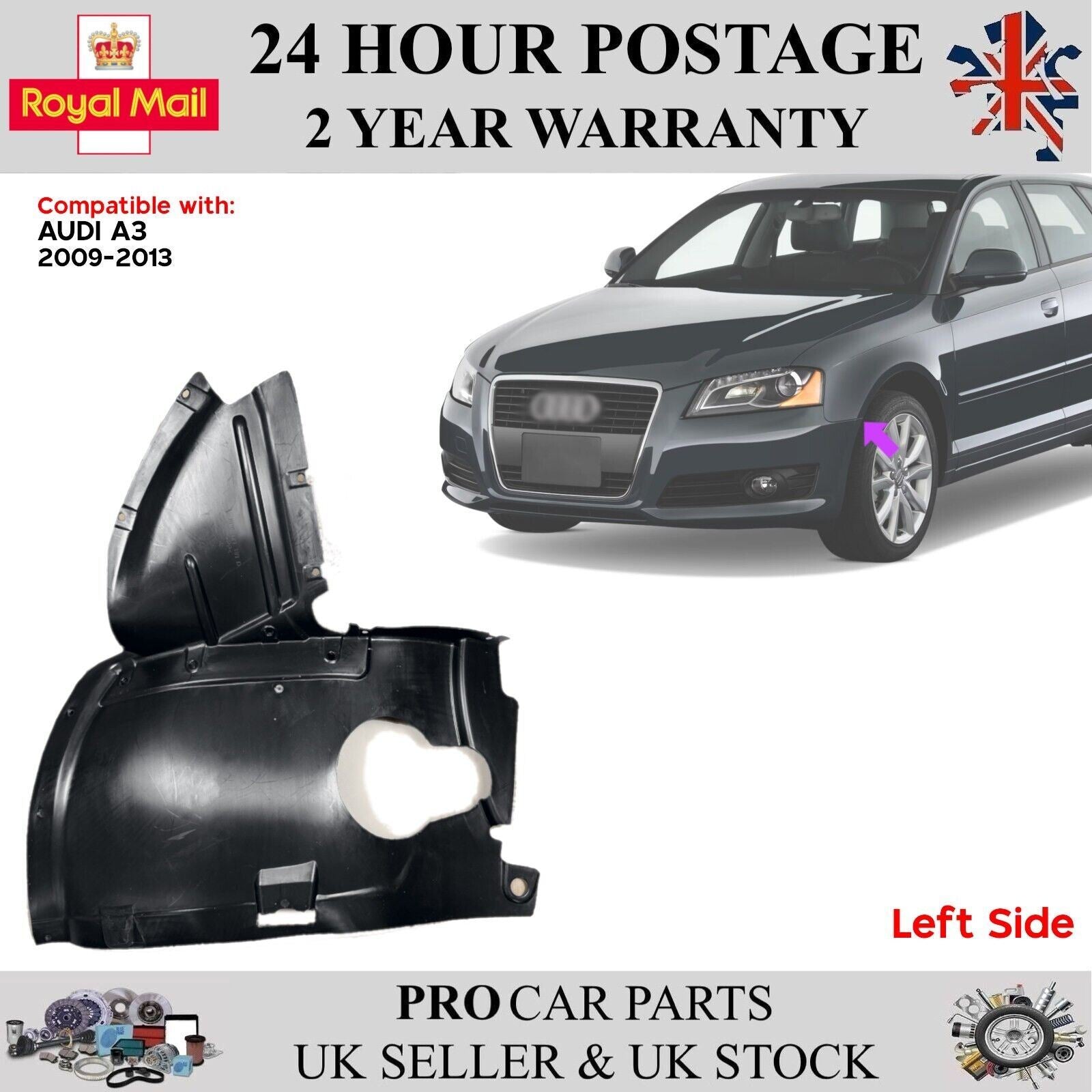 Inner Wheel Arch Cover Liner Front Left for AUDI A3 2009 - 2013 8P0821191D