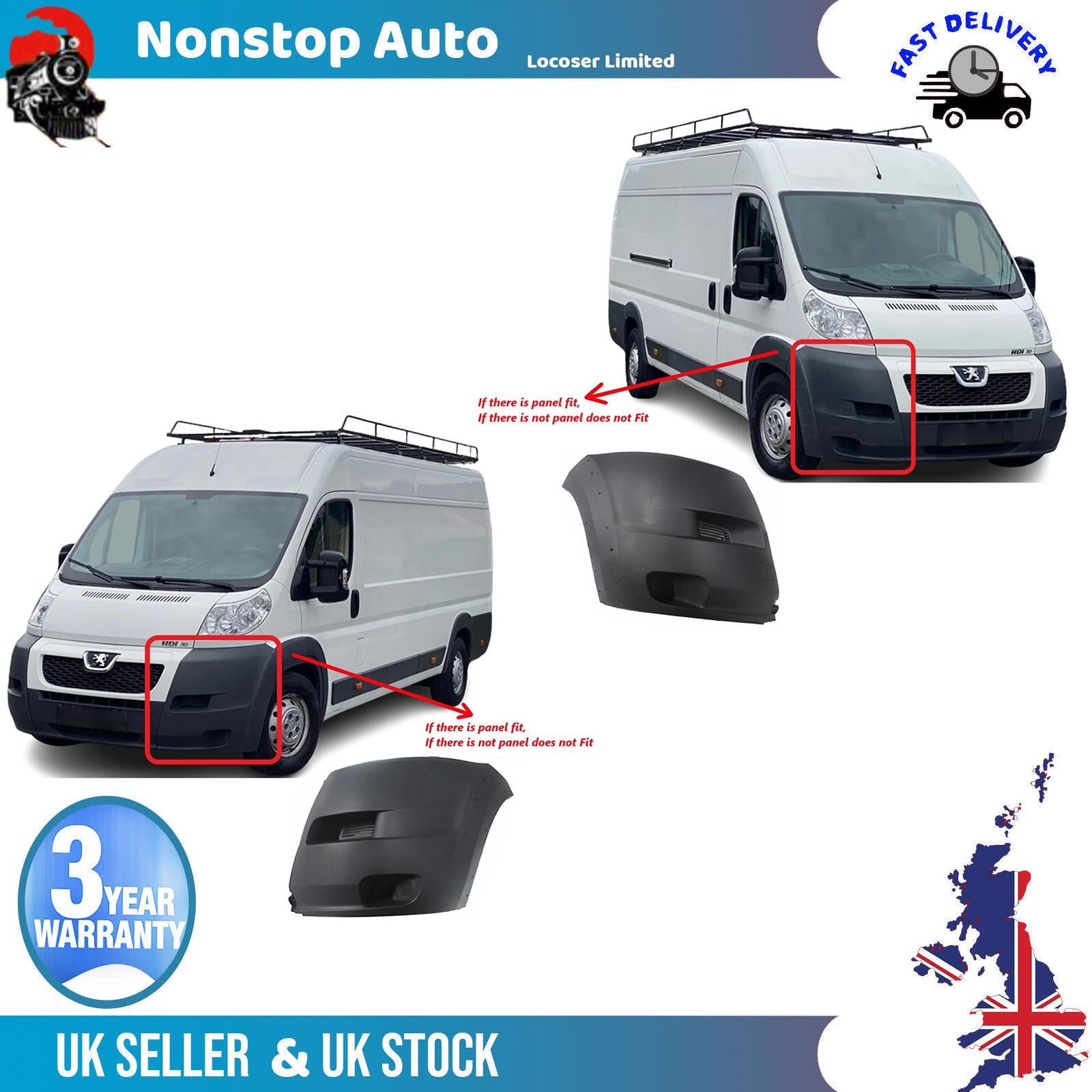 2X Front Bumper Corner Cap R+L No Fog Hole For PEUGEOT Boxer 2006-2014