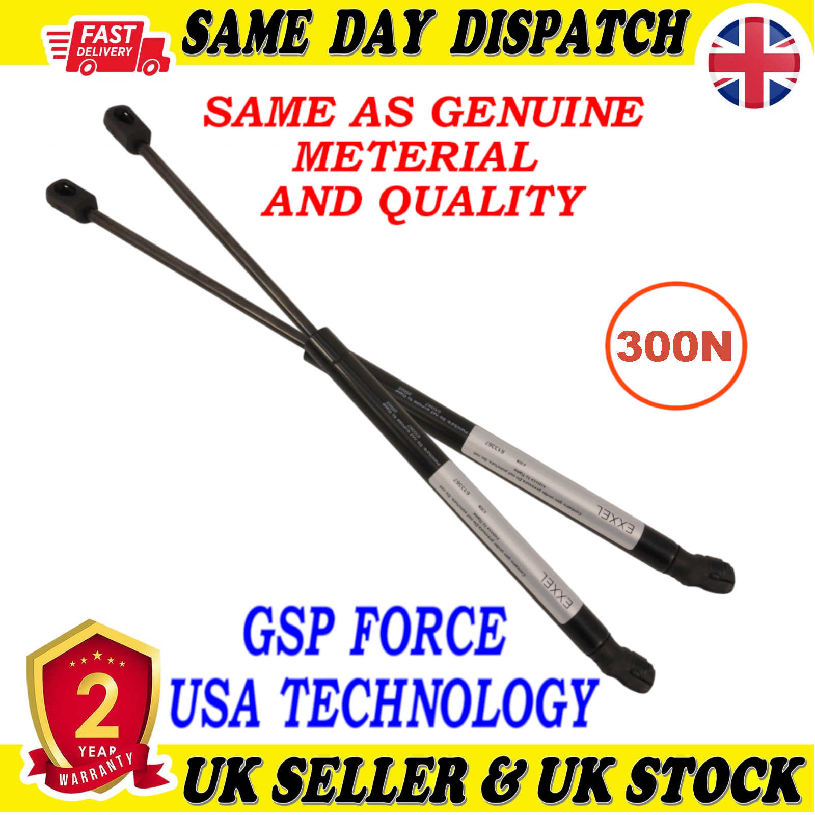 2X TAILGATE BOOT GAS STRUTS 300 Newton FOR LAND ROVER RANGE ROVER II ALR1050