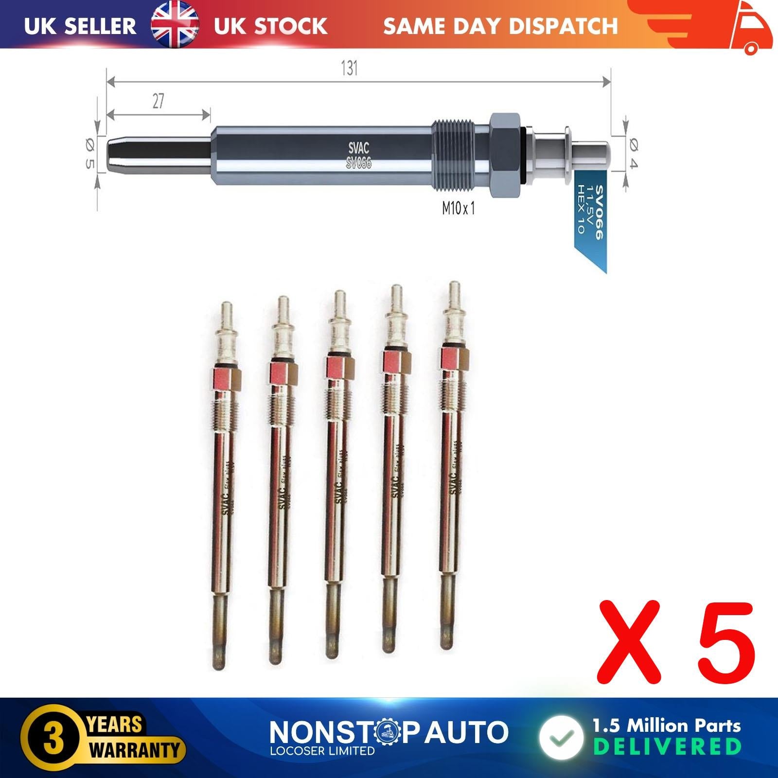 5X Glow Plugs For CHRYSLER PT Cruiser 2.2 CRD 05080046AA