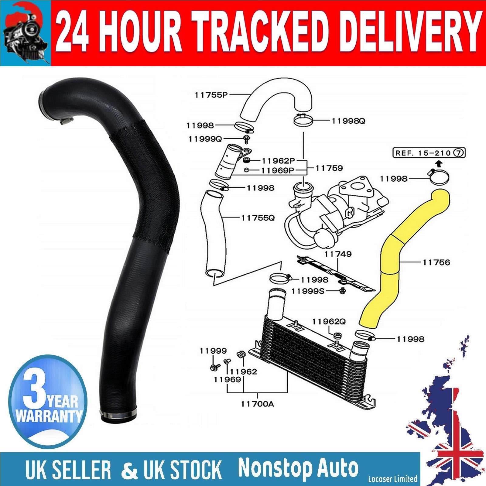 TURBO INTERCOOLER HOSE PIPE FOR  MITSUBISHI PAJERO 3.2 D MR404757