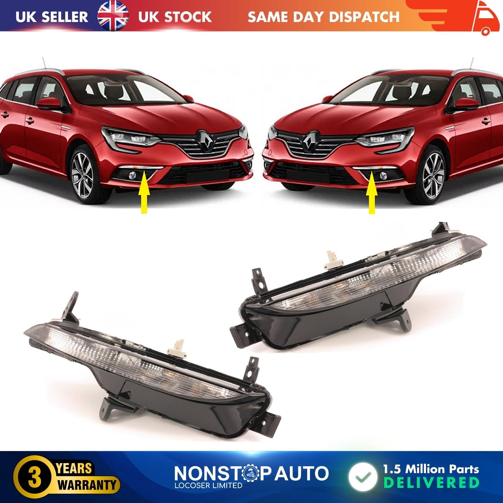 2X FRONT BUMPER SIDE INDICATOR REPEATER LAMP RIGHT AND LEFT  FOR RENAULT MEGANE IV 261354958R
