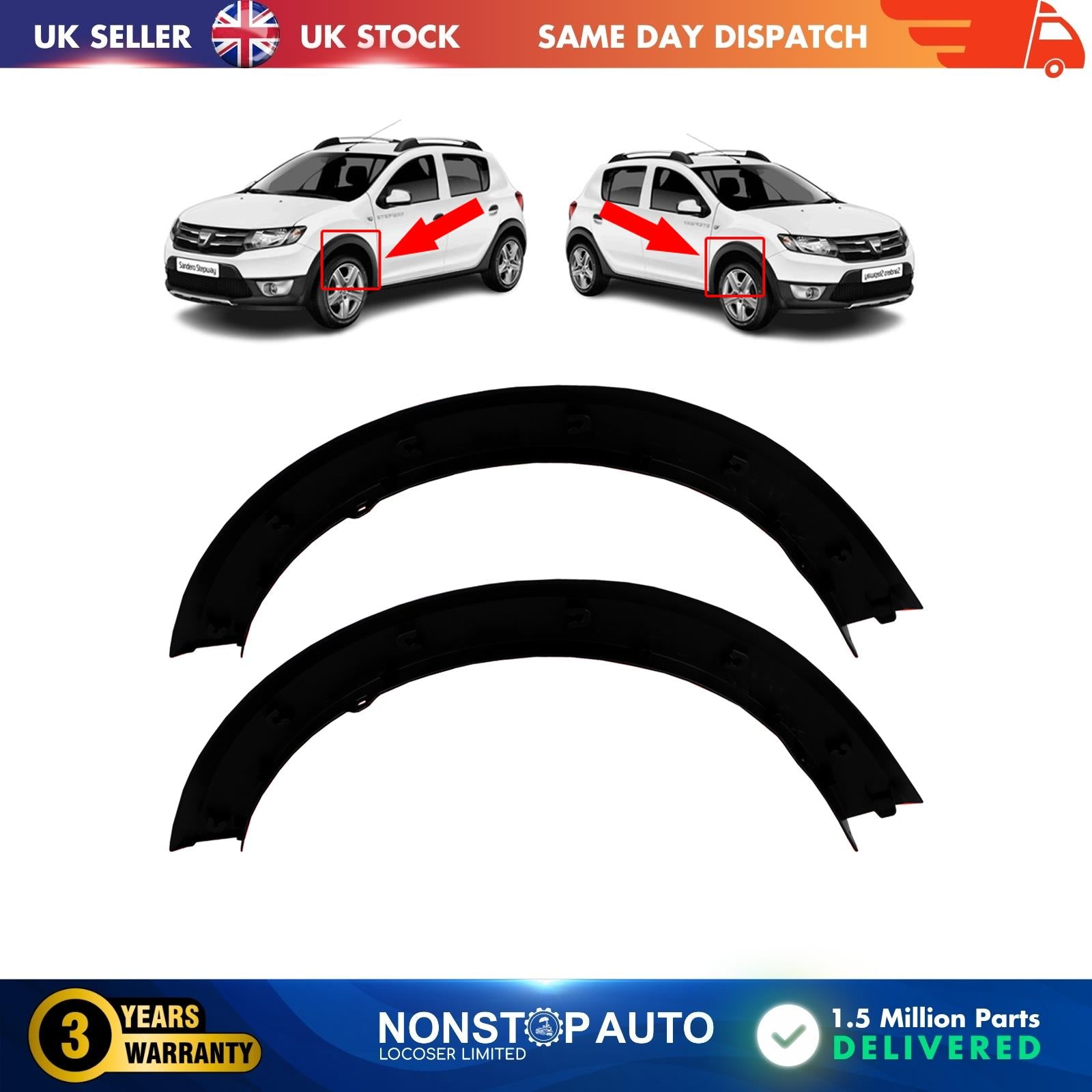 2 X FRONT WHEELARCH MOULDING TRIM FITS DACIA SANDERO LOGAN MK2  638747990R 638751431R