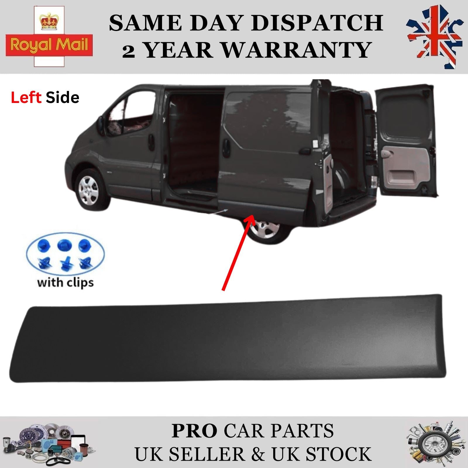 Left Door Side Trim Panel Long Center Moulding For RENAULT Traffic 8200036093