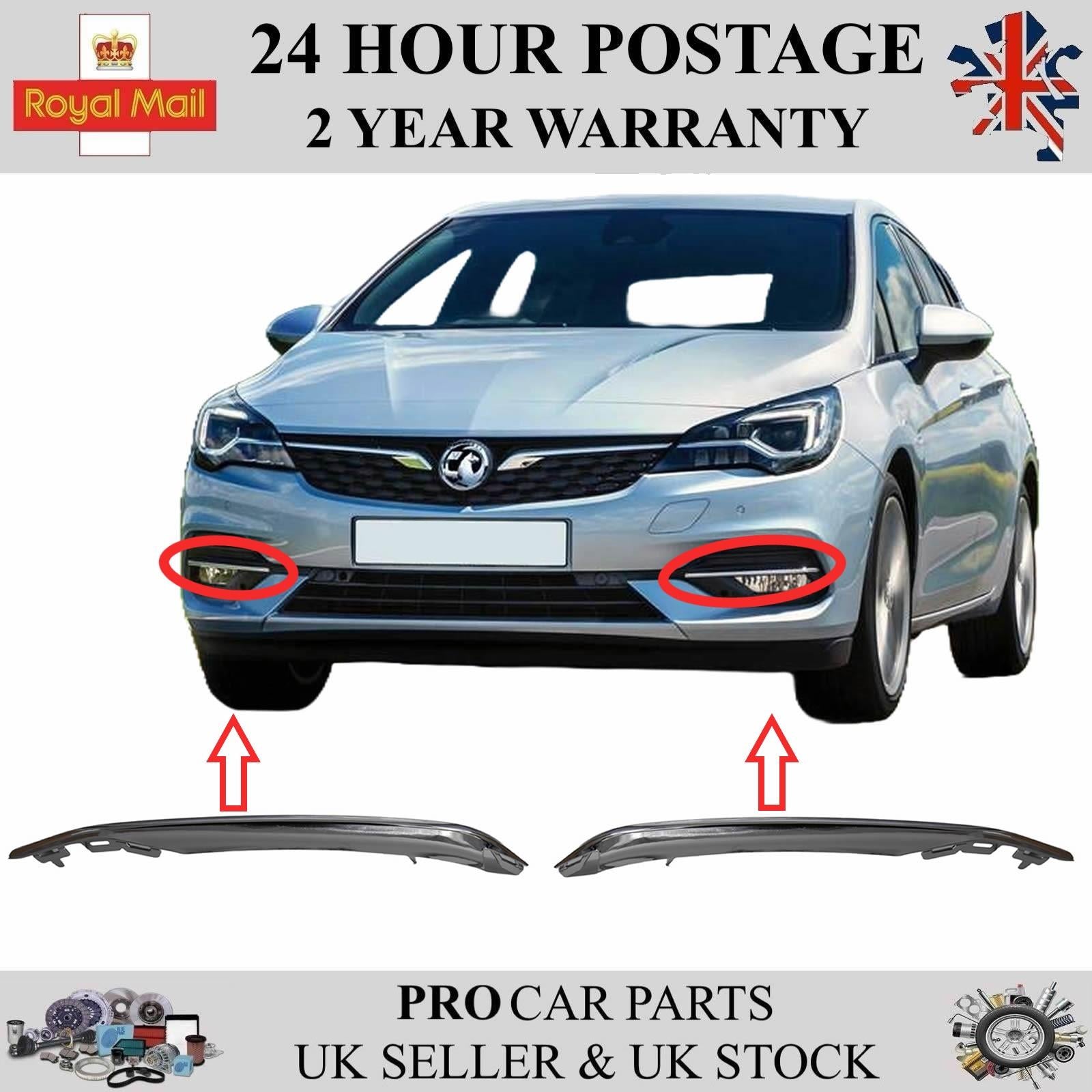 2X Fog Light Grill Moulding Front Left and Right For VAUXHALL Astra K 2019-2022 39206357, 39206358