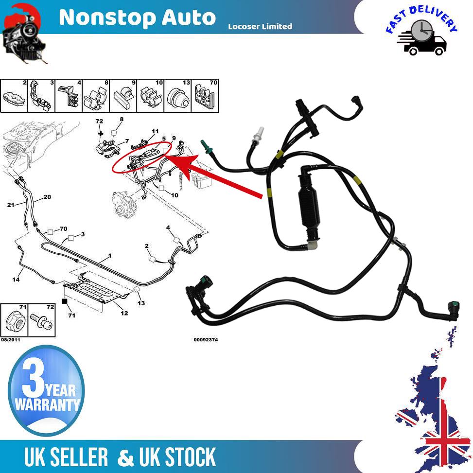 FUEL RETURN  HOSE LINE FITS Citroen Nemo C2 C3 Pluriel XSARA Peugeot 206 206+ 307 1007 Bipper 1.6 1574.T5