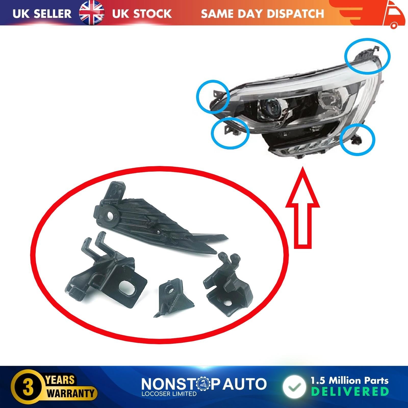 Headlight Repair Kit Bracket Mount Clips Left For RENAULT Megane MK4 260601571R