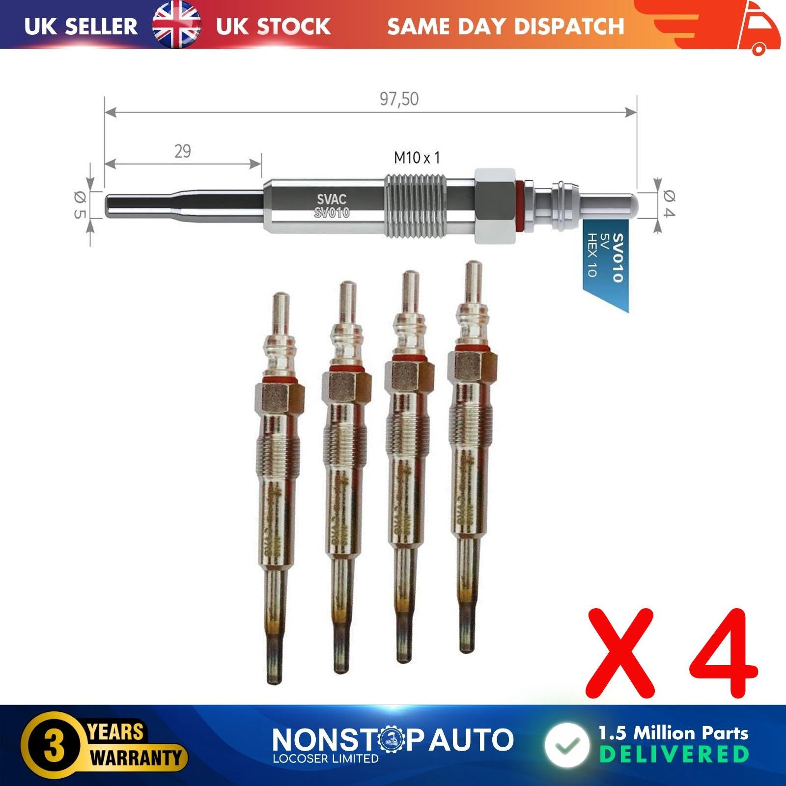 4X Glow Plugs For SEAT Altea Ibiza IV Leon Toledo III N10591602