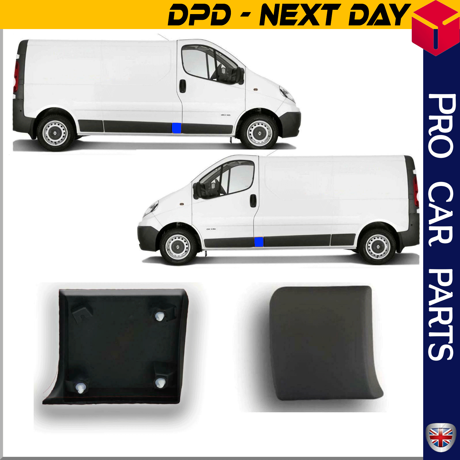 2x DOOR TRIM MOULDING PANEL SET FRONT FITS RENAULT Trafic Mk3 VAUXHALL Vivaro NISSAN Primastar NV 300 FIAT Talento 768196228L
