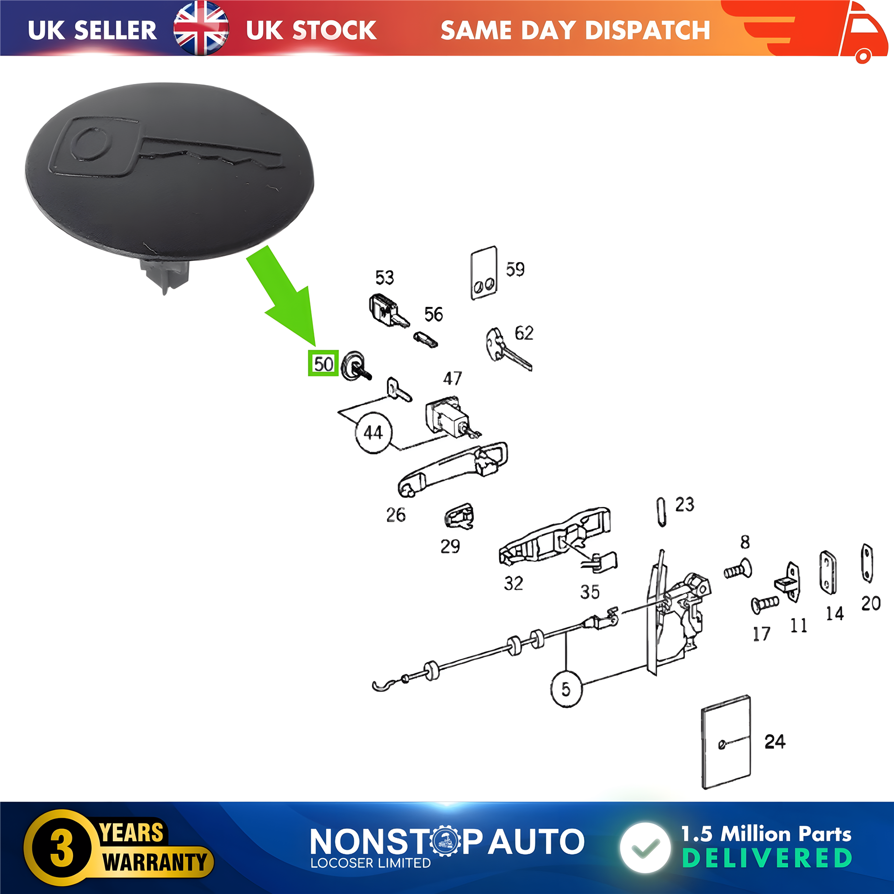 Door Lock Barrel Key Hole Plug Dust Cover Trim For MERCEDES A2107660056