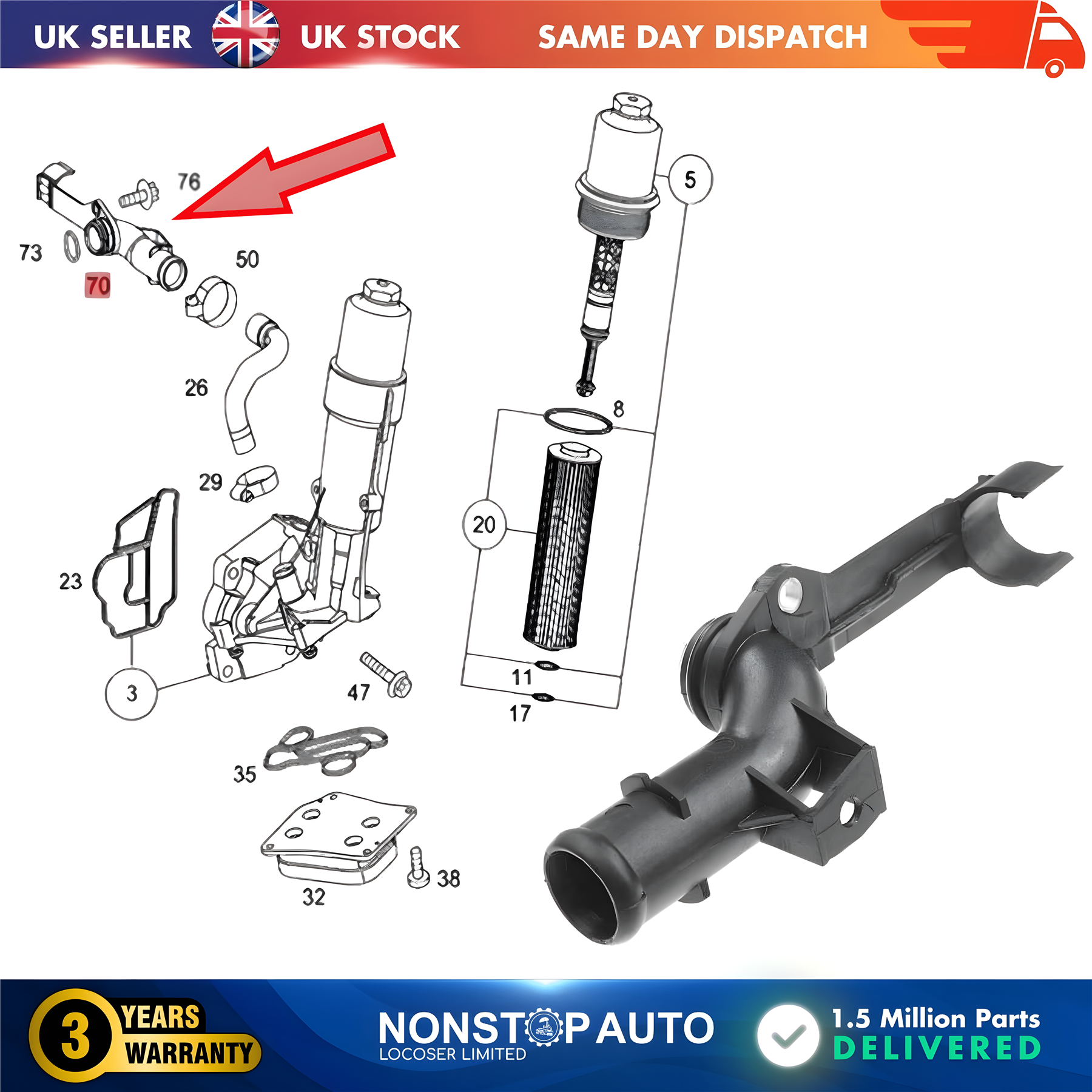 Water Pipe Oil Cooler For MERCEDES C Class CLC Class CLK E Class SLK Sprinter