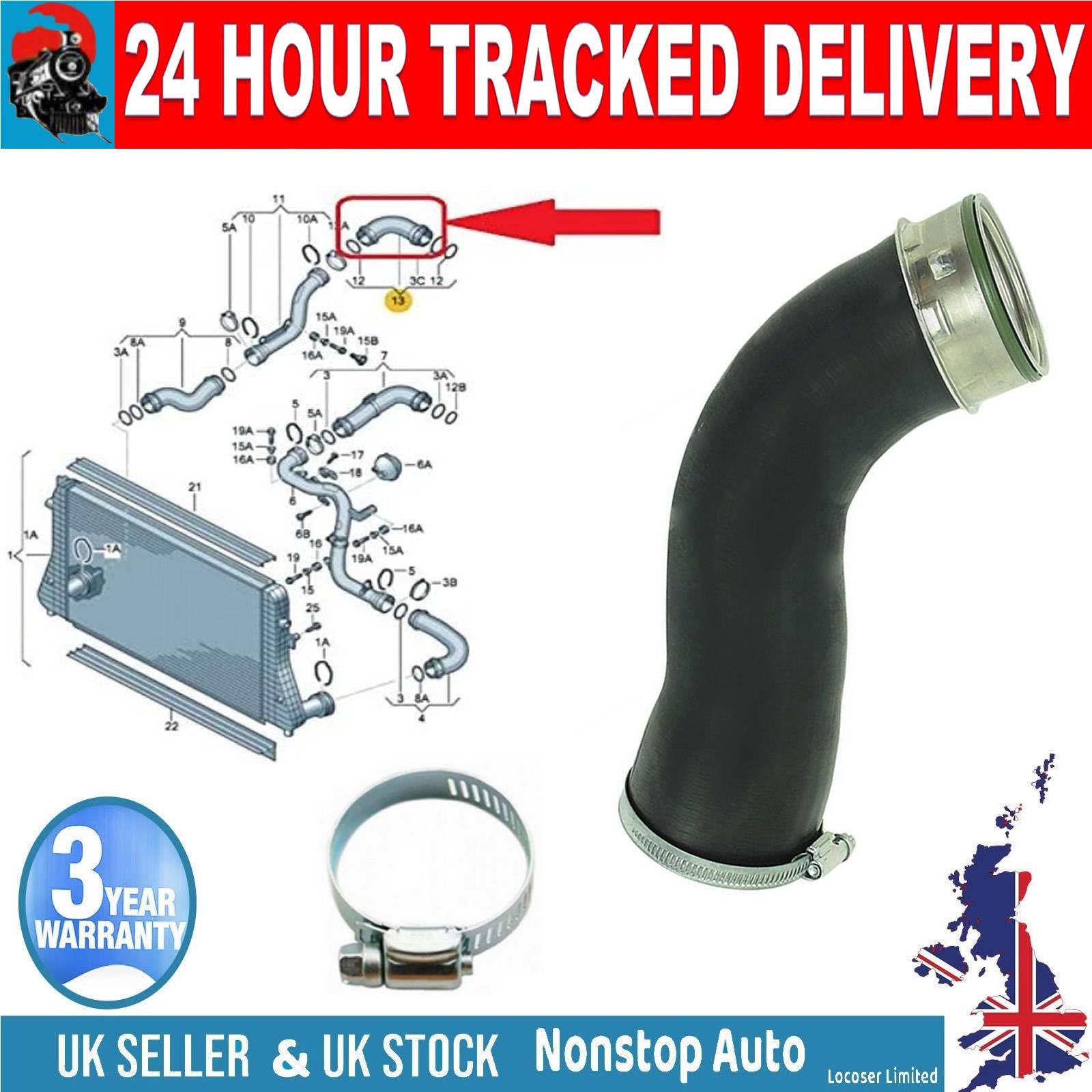 TURBO INTERCOOLER HOSE PIPE FOR AUDI A3 SEAT ALTEA ALTEA XL LEON TOLEDO III SKODA OCTAVIA II VW GOLF V JETTA III PASSAT B6 TOURAN 2.0 TDI  3C0145838B