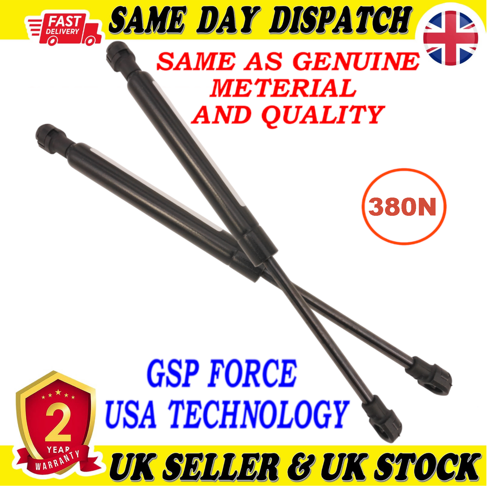 2X TAILGATE BOOT GAS STRUTS 380 Newton FOR ALFA ROMEO 159 60680087