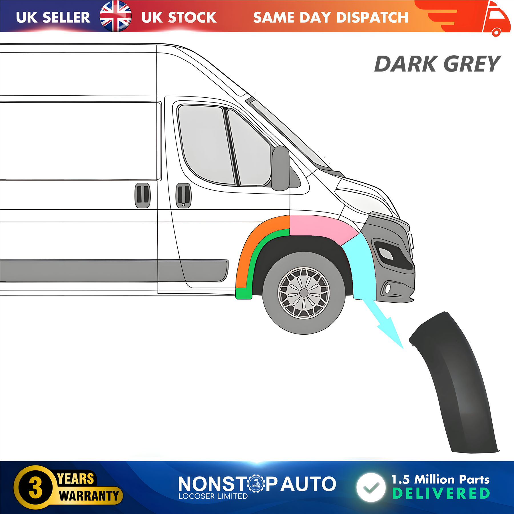 Wheel Arch Trim Moulding Front Right For CITROEN Relay PEUGEOT Boxer FIAT Ducato 2014 on 1611706980