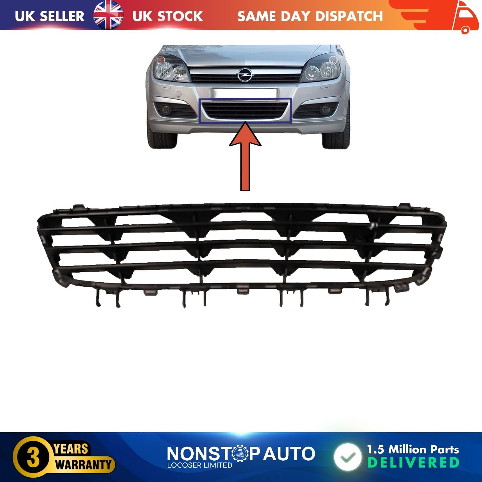 front bumper Grill Panel Centre Strip FOR Vauxhall Opel Astra H 1400304