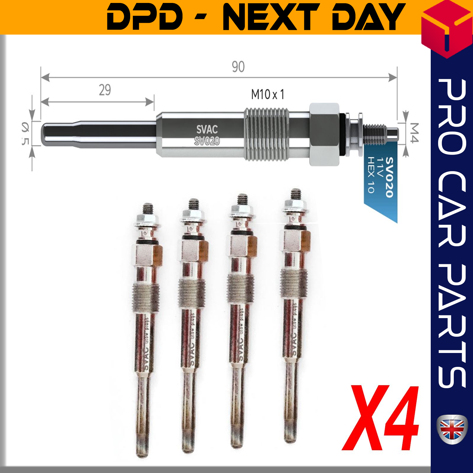 4 X CITROEN BERLINGO-JUMPY 1.8 D / SYNERGIE /XSARA 1.9 D / FIAT SCUDO 1.8 D / TD / PEUGEOT 106-206-306-EXPERT-PARTNER 1.8-1.9 D DW 8 Y.M Glow Plug