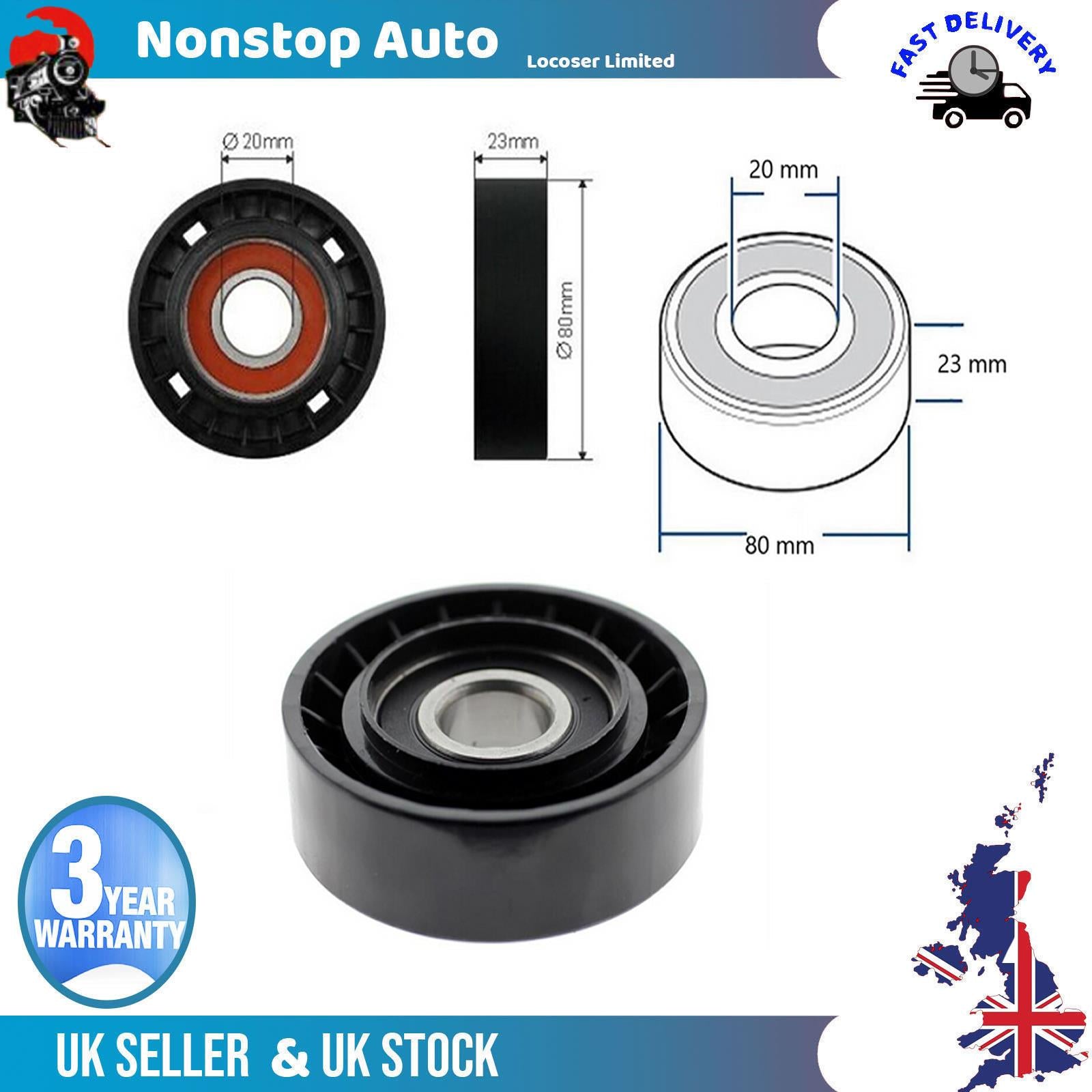 Fan Belt Tensioner Pulley - V - Ribbed Belt Idler For LANCIA Delta II 46424716