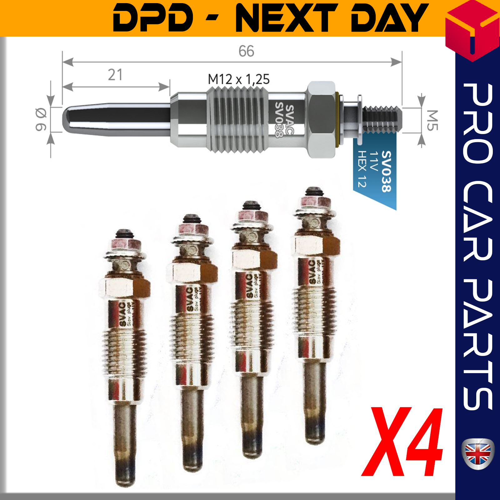 4 X FIAT DUCATO 2.5D / FORD ESCORT-FIESTA1.6 D TRANSËœT 2.4 D / OPEL MAVANO 2.5 D / RENAULT MASTER-TRAFIC 2.4-2.5 T35D   Glow Plug