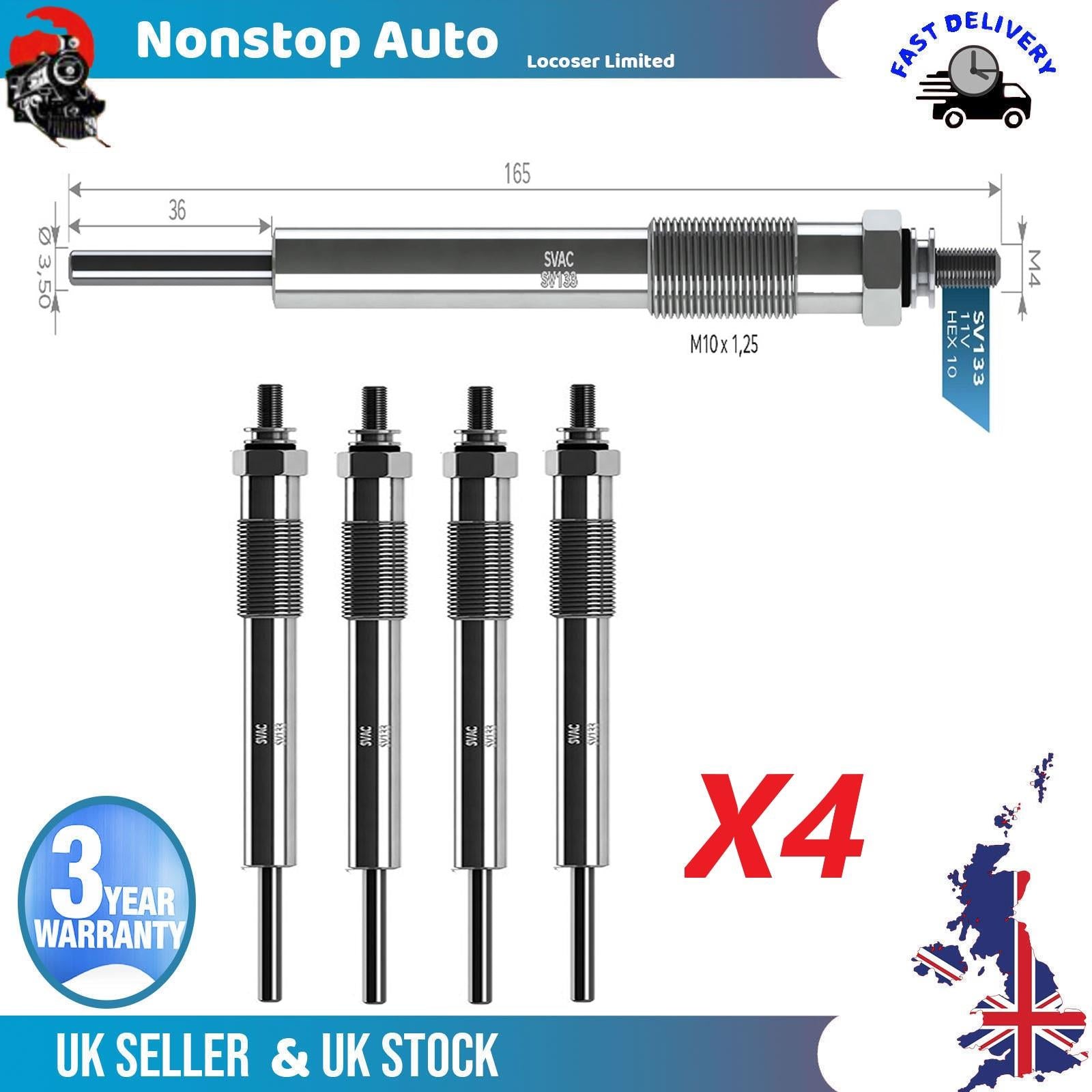 4X Glow Plugs For KIA Carnival Grand Carnival III K2900 2.9 CRDi 367104X900