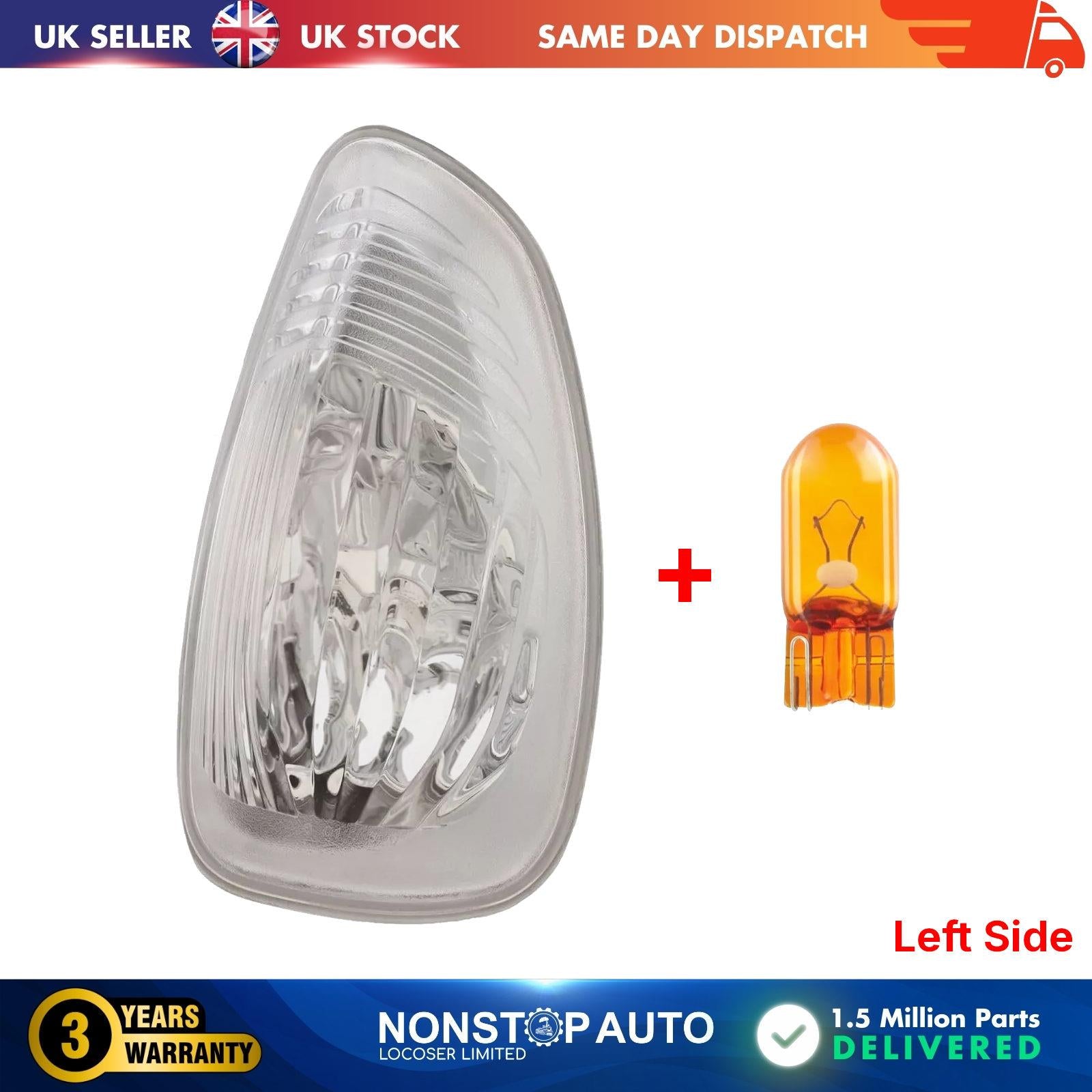 Door Wing Mirror Side Indicator Light Lens with Bulb Left Side For NISSAN NV400