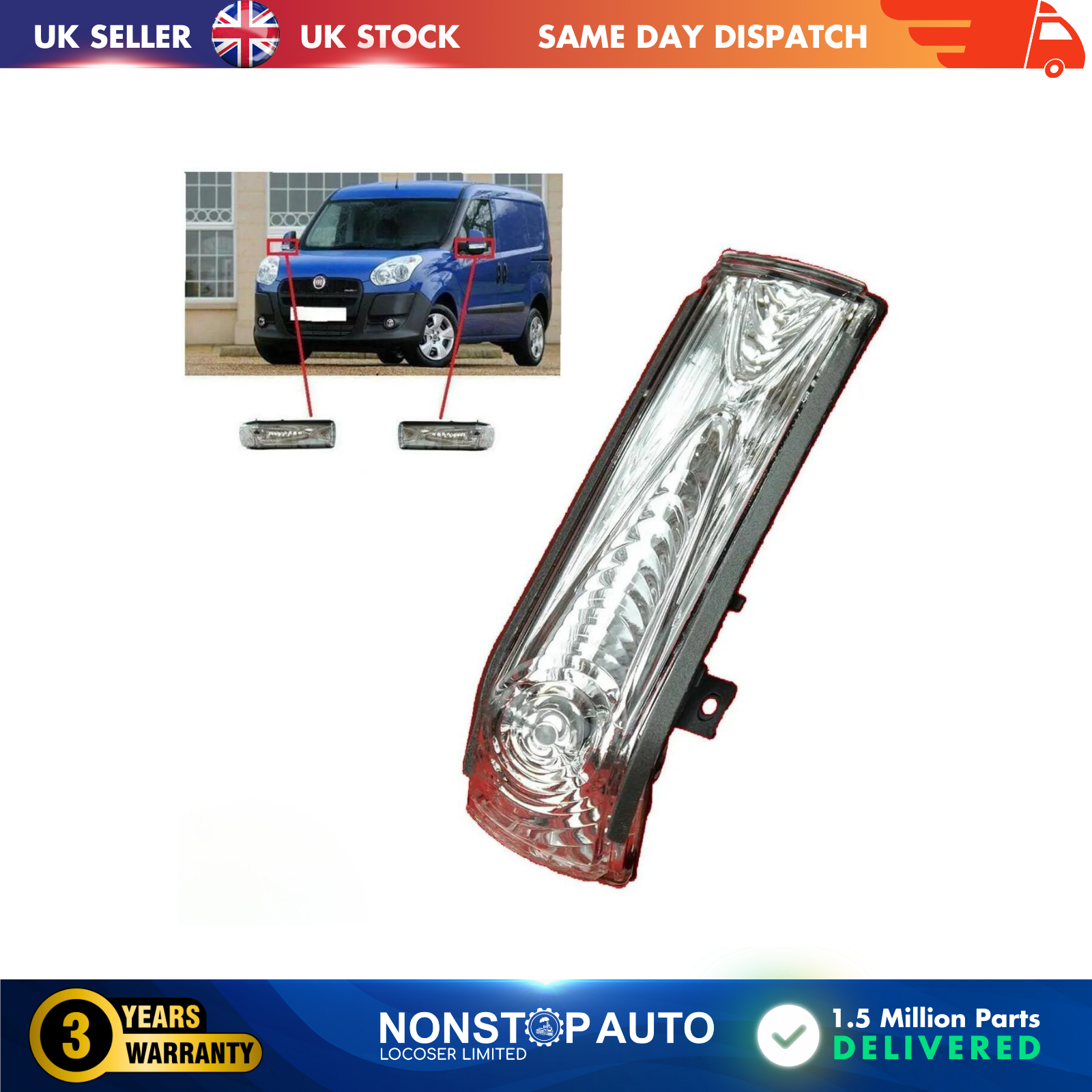 For FIAT Doblo Wing Mirror Indicator Repeater Lens Light Left 71765449 71765377