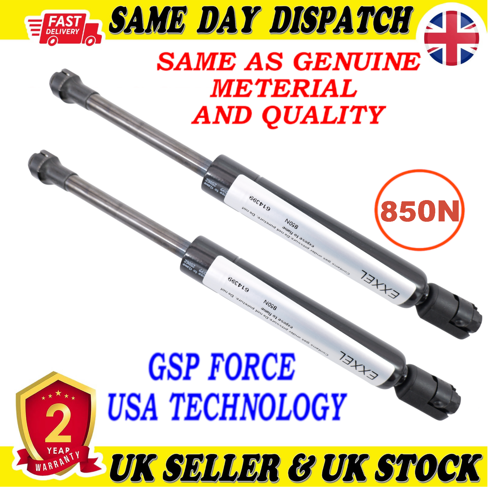 2X TAILGATE BOOT GAS STRUTS 850 Newton FOR MERCEDES M-CLASS W163  1638800029