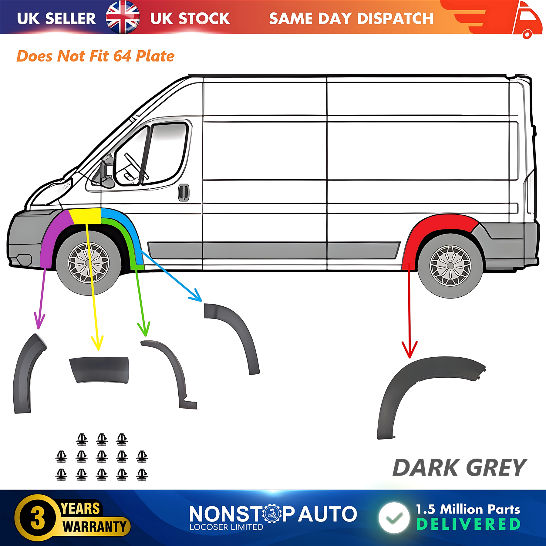 5X Wheel Arch Trim Moulding Left Set For CITROEN Relay PEUGEOT Boxer FIAT Ducato 2006-2014