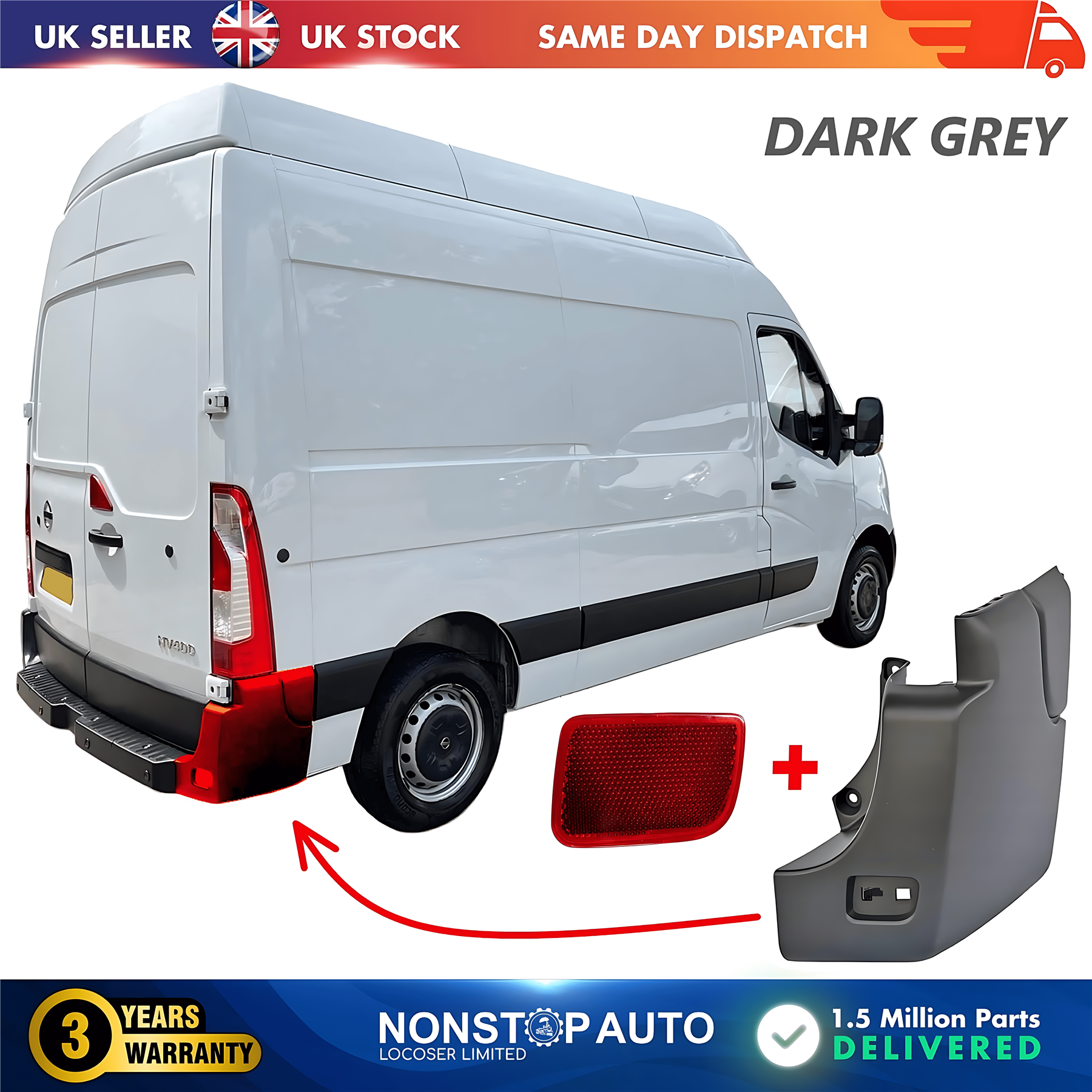 Rear Bumper Corner End and Reflector Right For NISSAN NV400 2010 on 851200001R