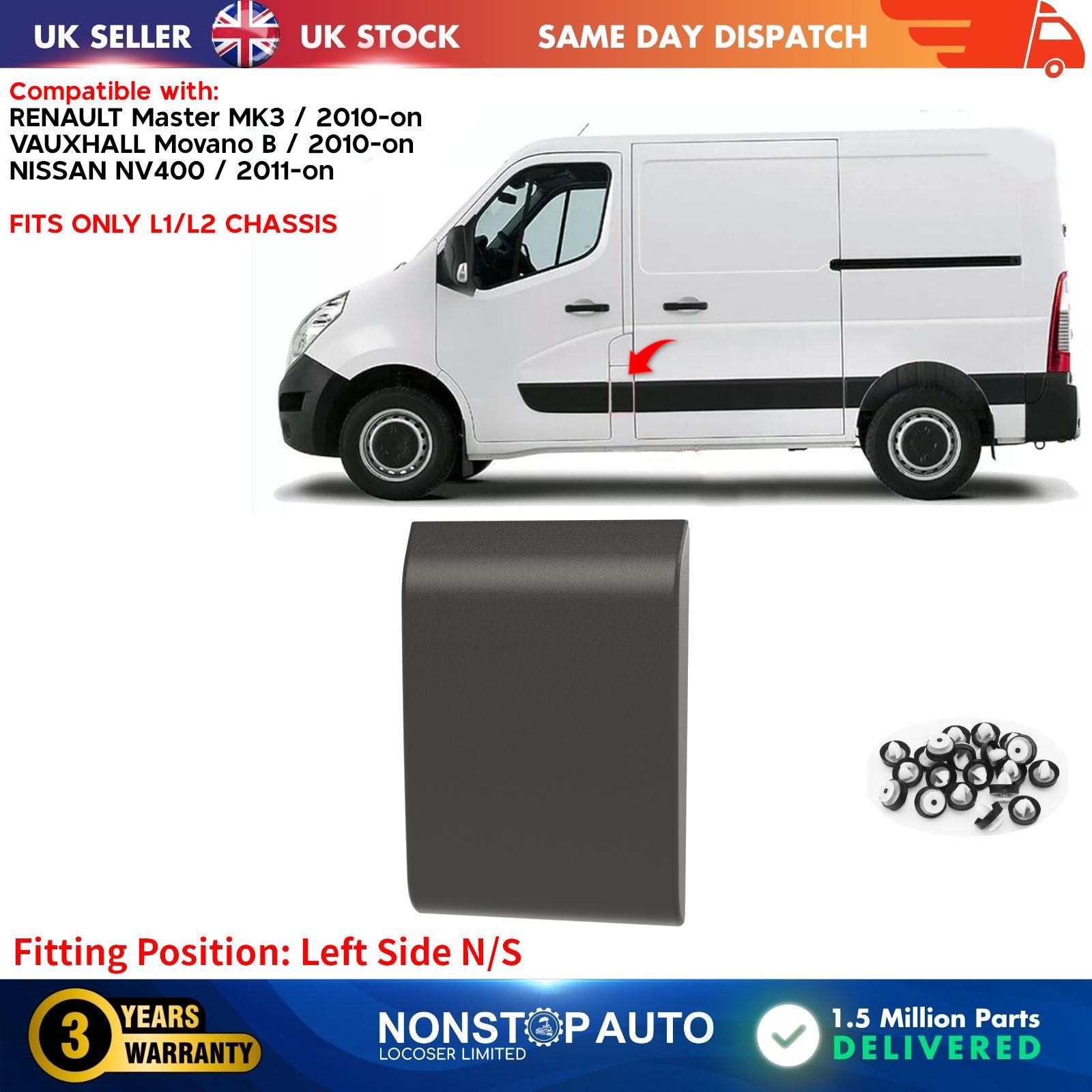 B Pillar Moulding Trim Black Right Side Short For NISSAN NV400 VAUXHALL Movano RENAULT Master 768180129R