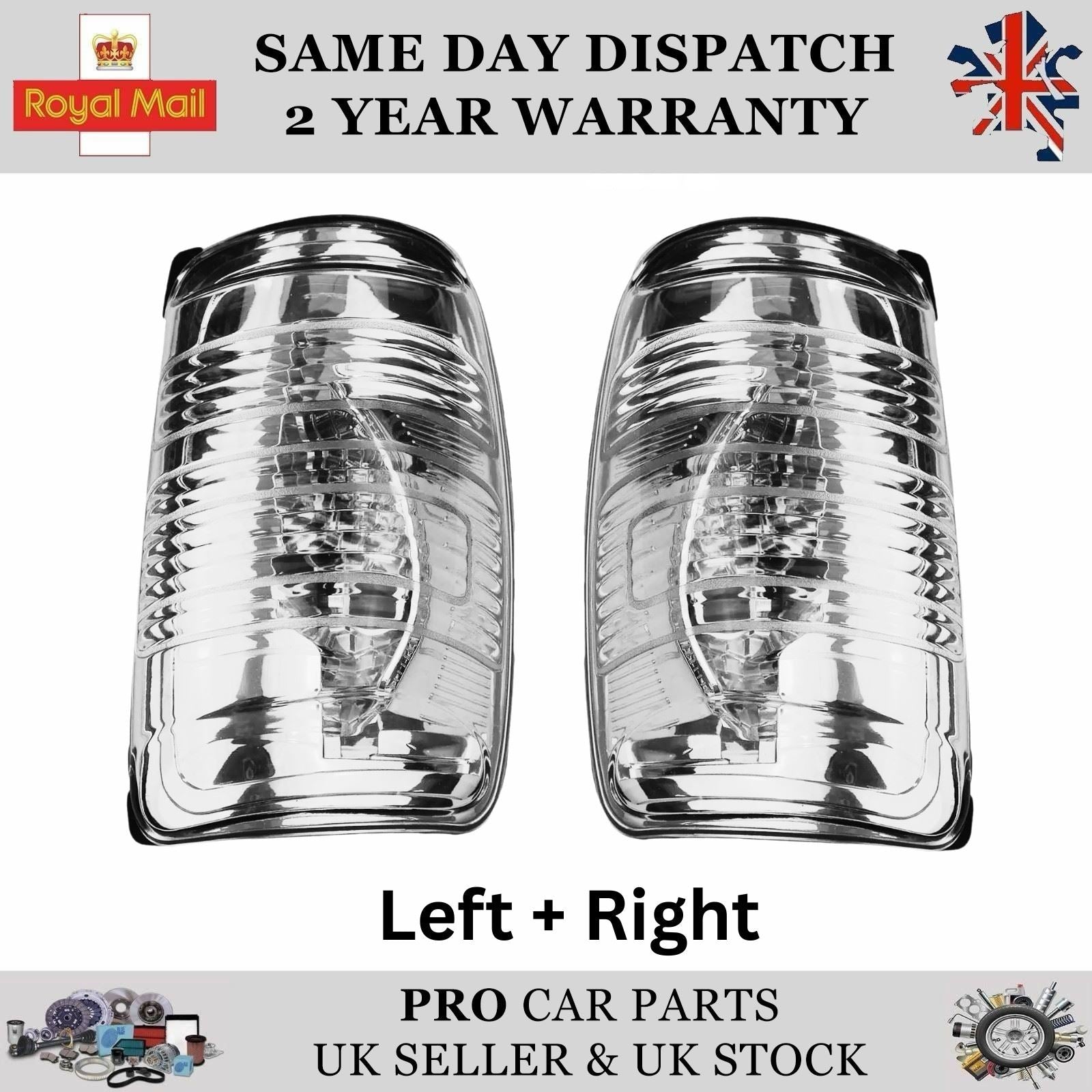 WING MIRROR INDICATOR LENS COVER LEFT + RIGHT FOR FORD TRANSIT MK8 BK3113B382AB