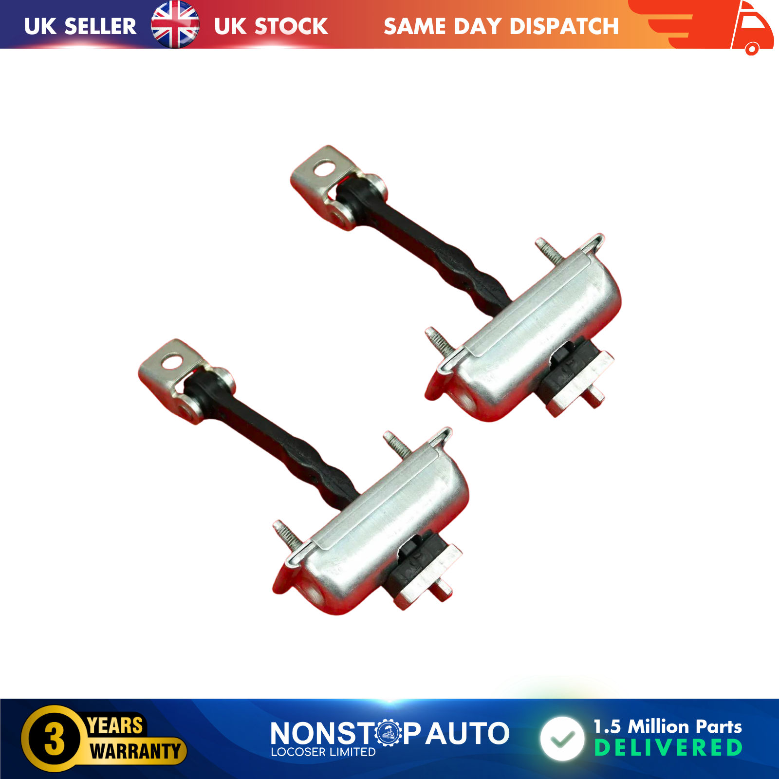 2 X Front Door Hinge Stop Check Strap Limitery Right and Left Side Fits FORD Transit Tourneo Custom BK21V23500AJ