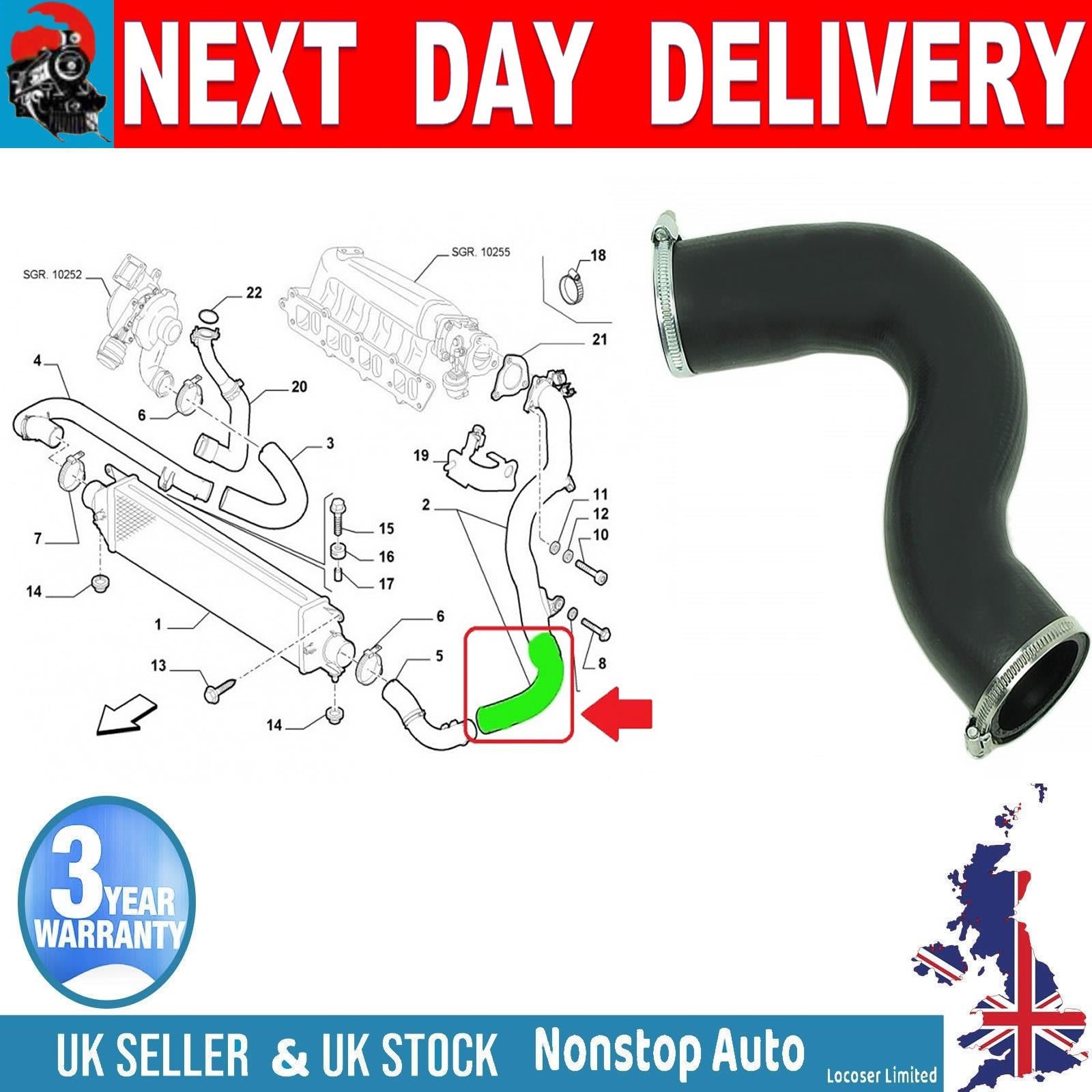 TURBO INTERCOOLER HOSE PIPE FOR FIAT BRAVO 1.9 MJET 51825994