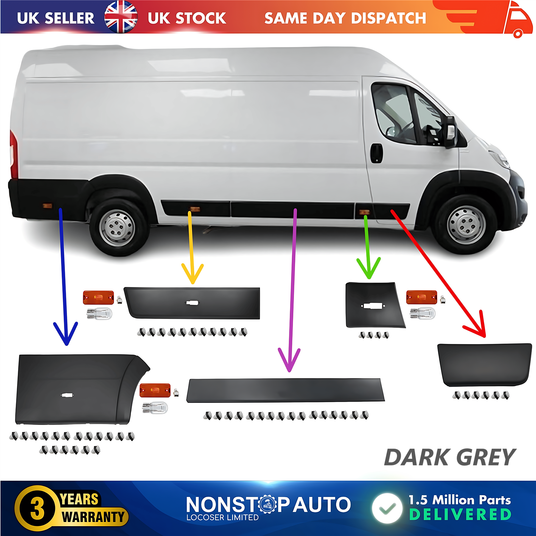 Moulding Trim Panel Indicator Bulb Set Right For CITROEN Relay PEUGEOT Boxer FIAT Ducato 2006 on