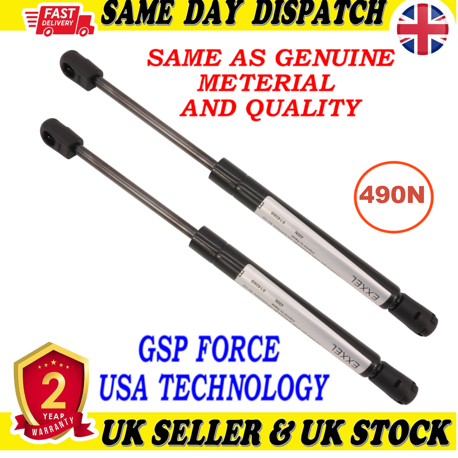 2X TAILGATE BOOT GAS STRUTS 490 Newton FOR JEEP GRAND CHEROKEE II 55136764