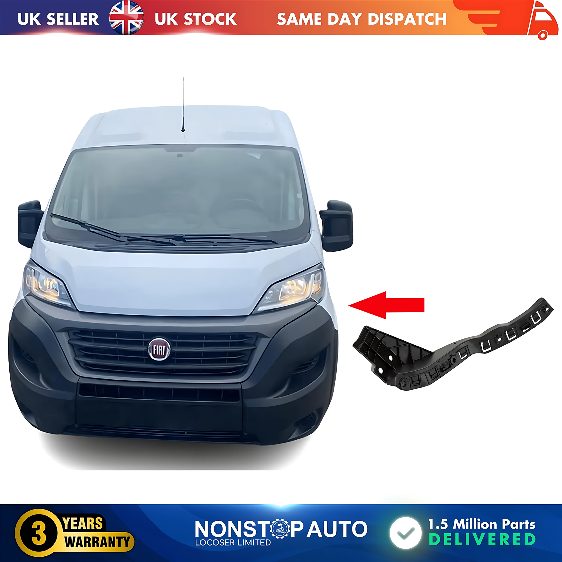 Front Bumper Bracket Holder Small Left For FIAT Ducato 2014 on 1612522080