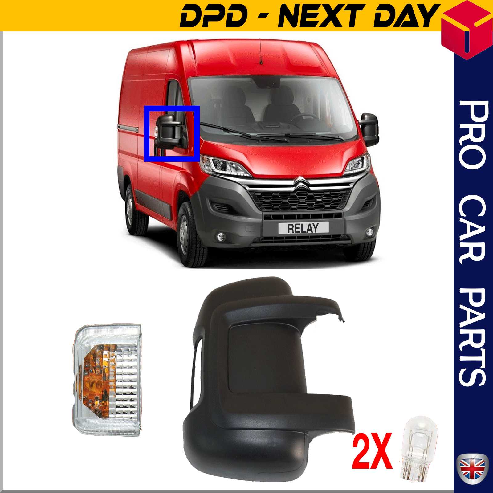 Fiat Ducato Peugeot Boxer Citroen Jumper Relay wing mirror cover cap and indicator right side 8153Y5 8153ZZ 0735424394 735424394