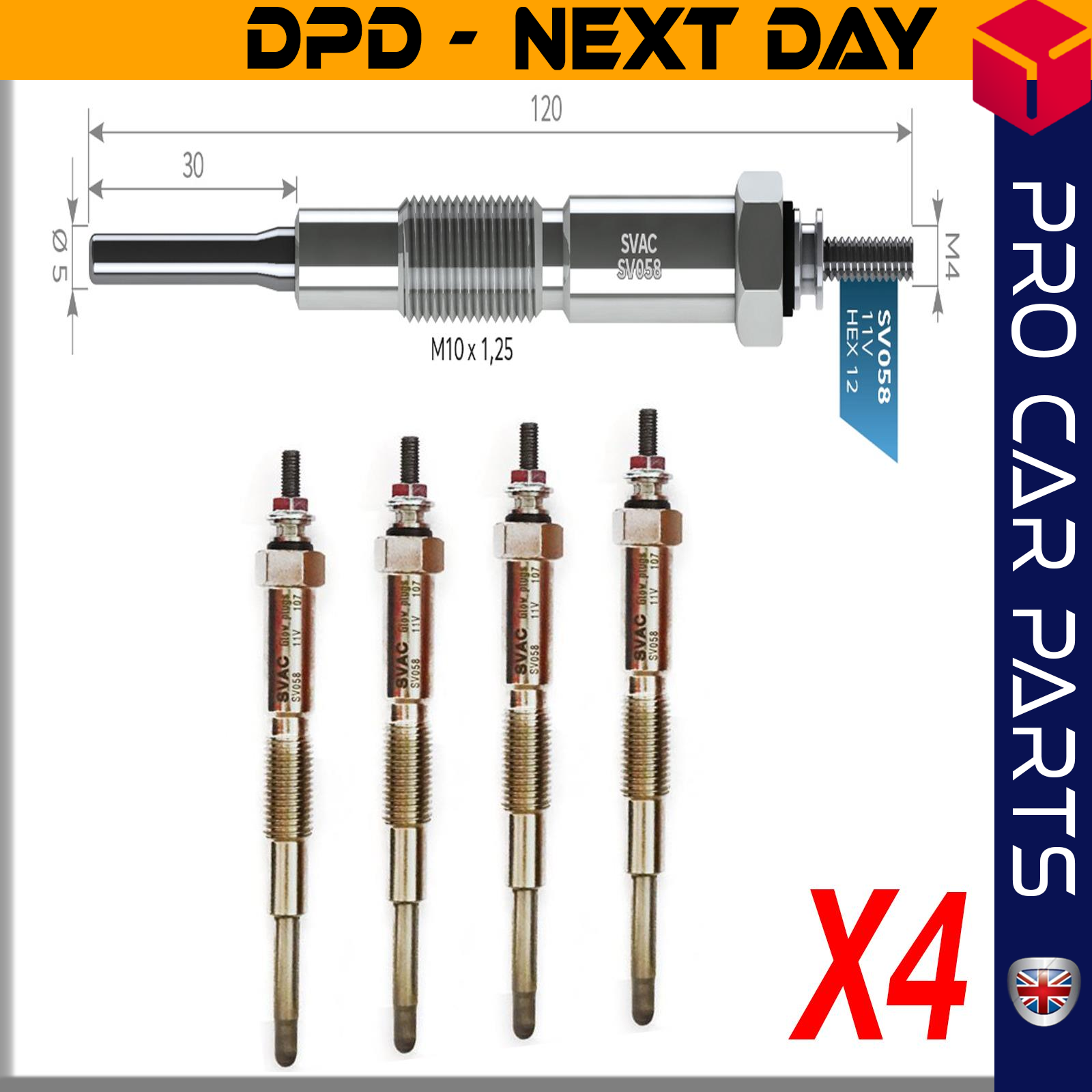 4 X MAZDA 323 626 2 /0 TD 12 V Glow Plug