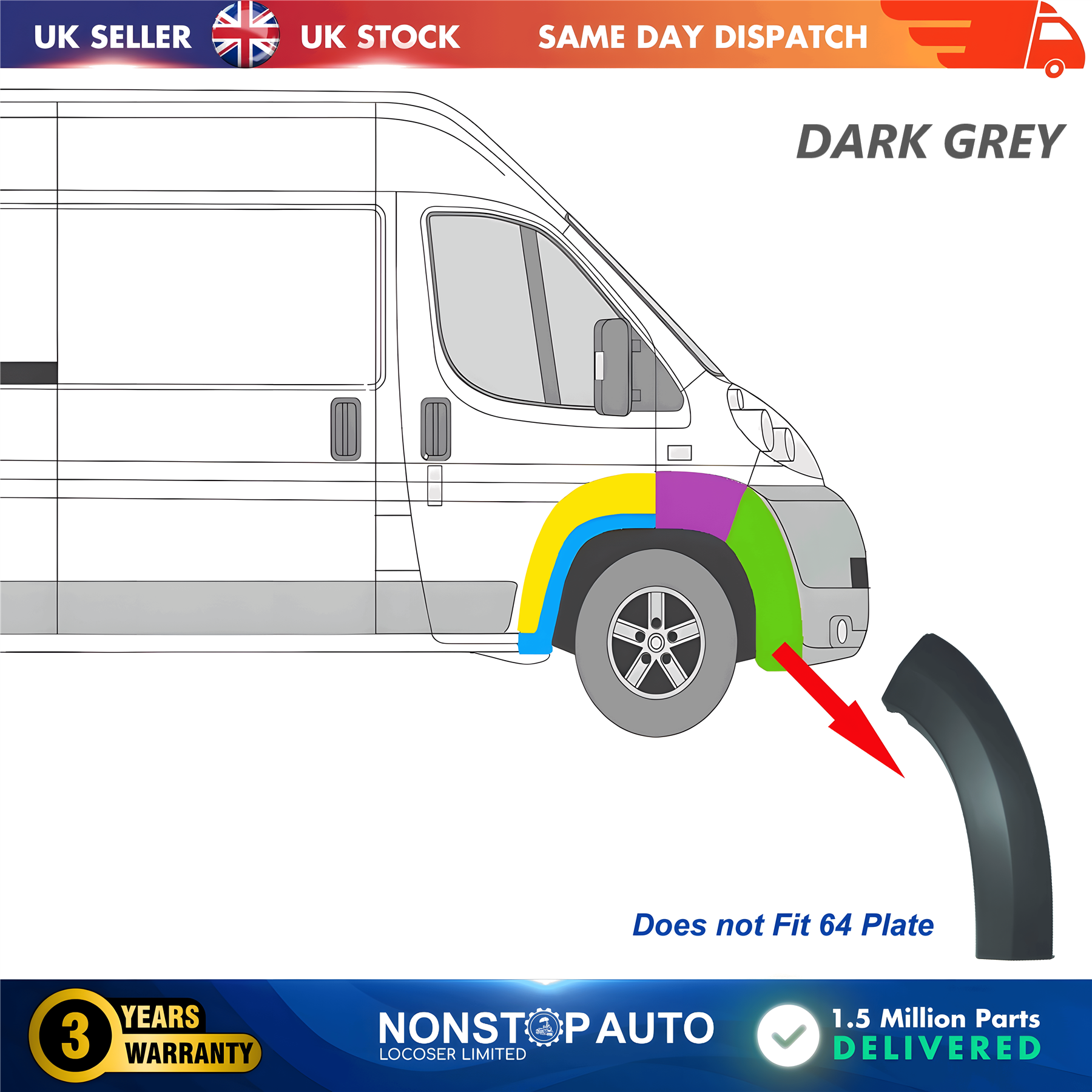 Wheel Arch Trim Moulding Front Right For CITROEN Relay PEUGEOT Boxer FIAT Ducato 2006-2014 7452NA