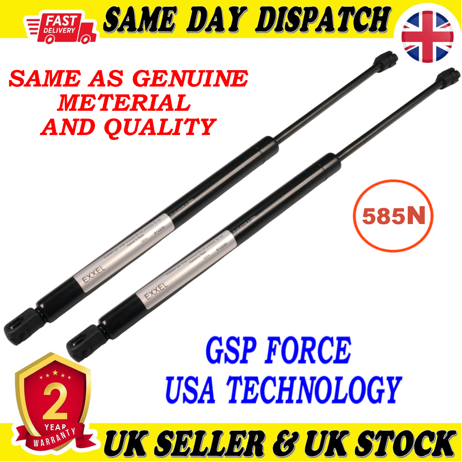 2X TAILGATE BOOT GAS STRUTS 585 Newton FOR HYUNDAI TUCSON (JM) 817712