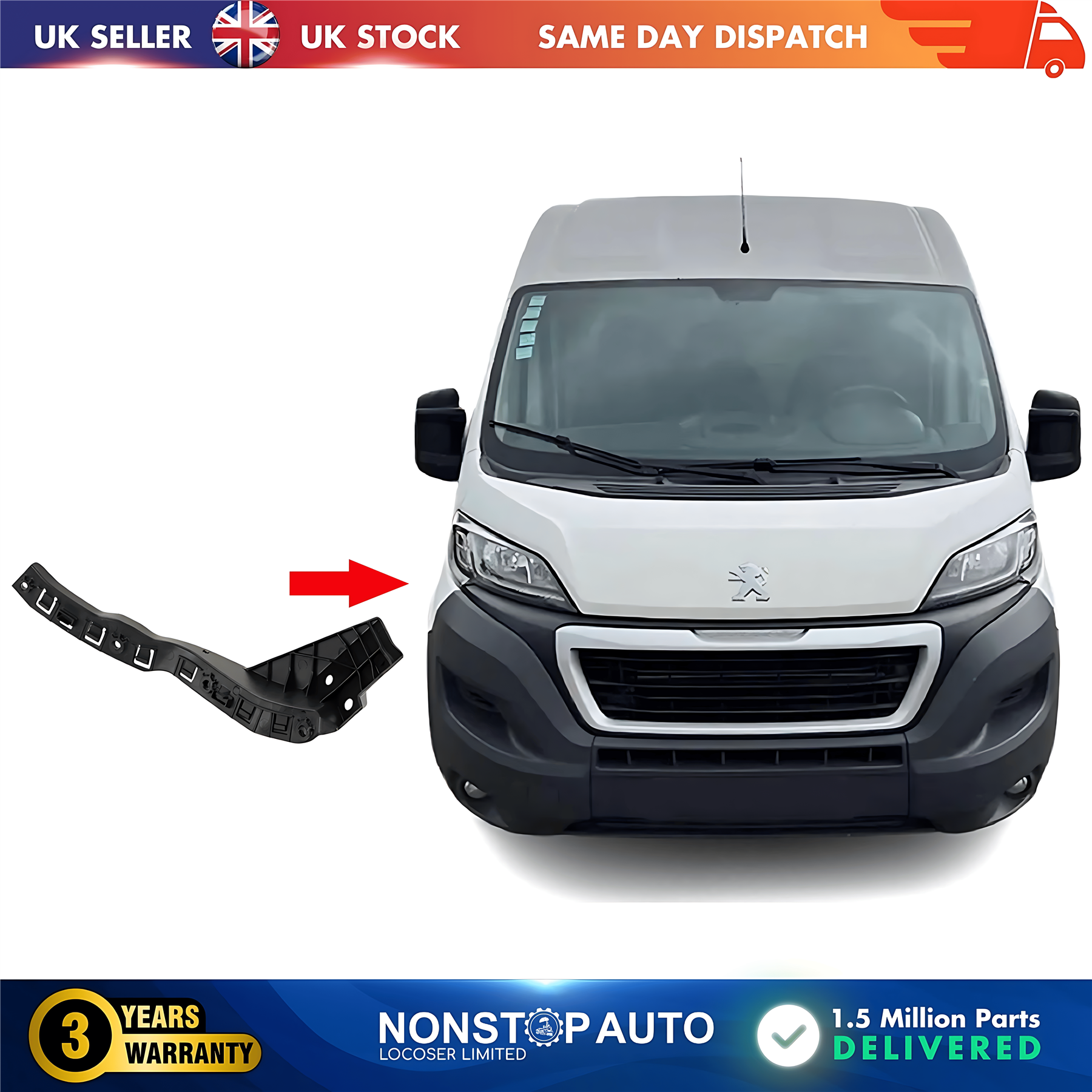 Front Bumper Bracket Holder Small Right For PEUGEOT Boxer 2014 on 1612521980