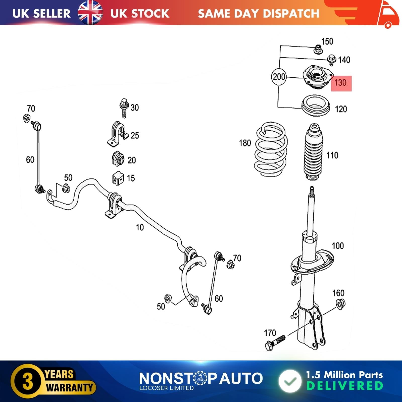 Top Strut Mounting Front Right or Left Side For NISSAN NV250 Bus Van 4153230020