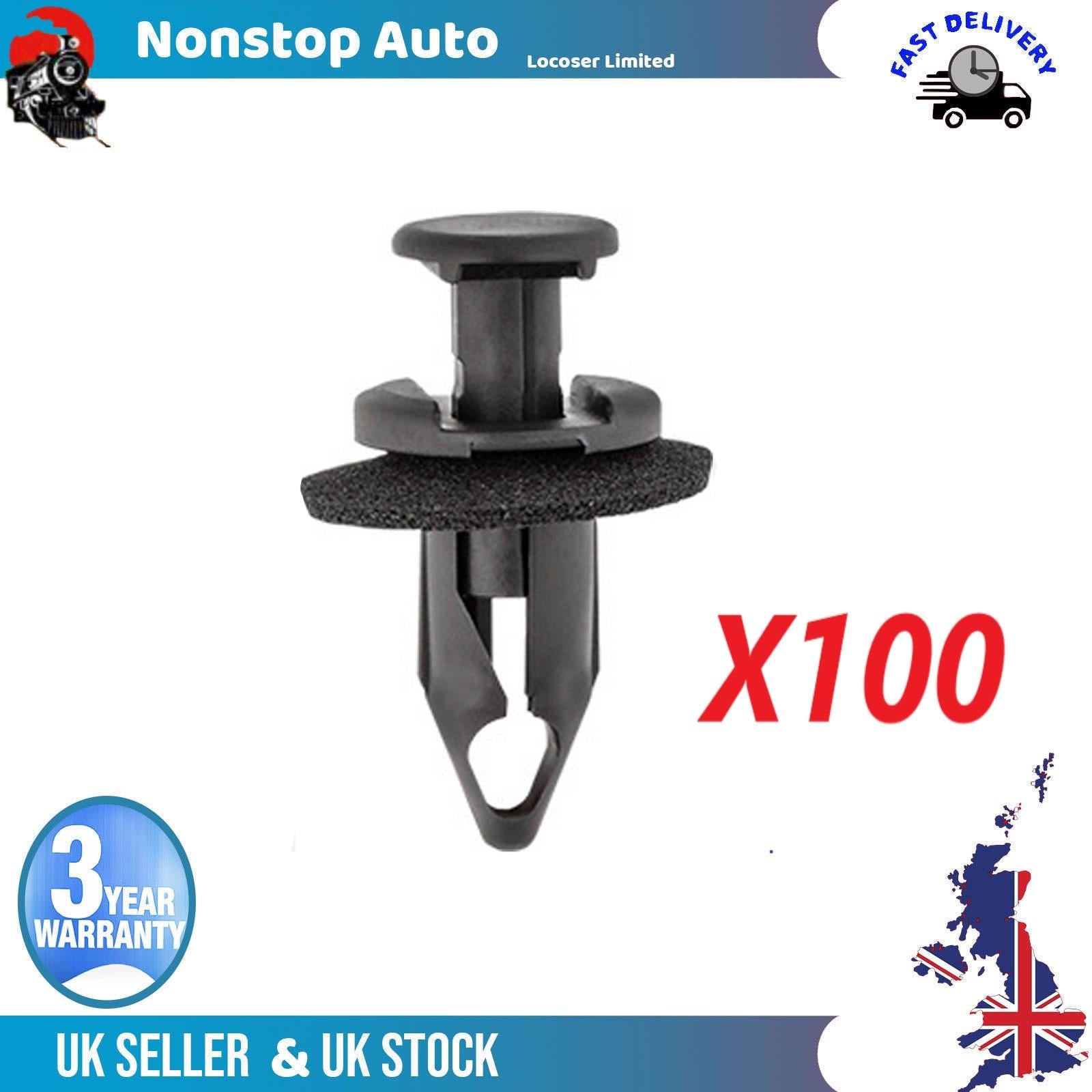 100 X Push Type Retainer Trim Fastener Clips For FORD TOYOTA SUZUKI 11561878
