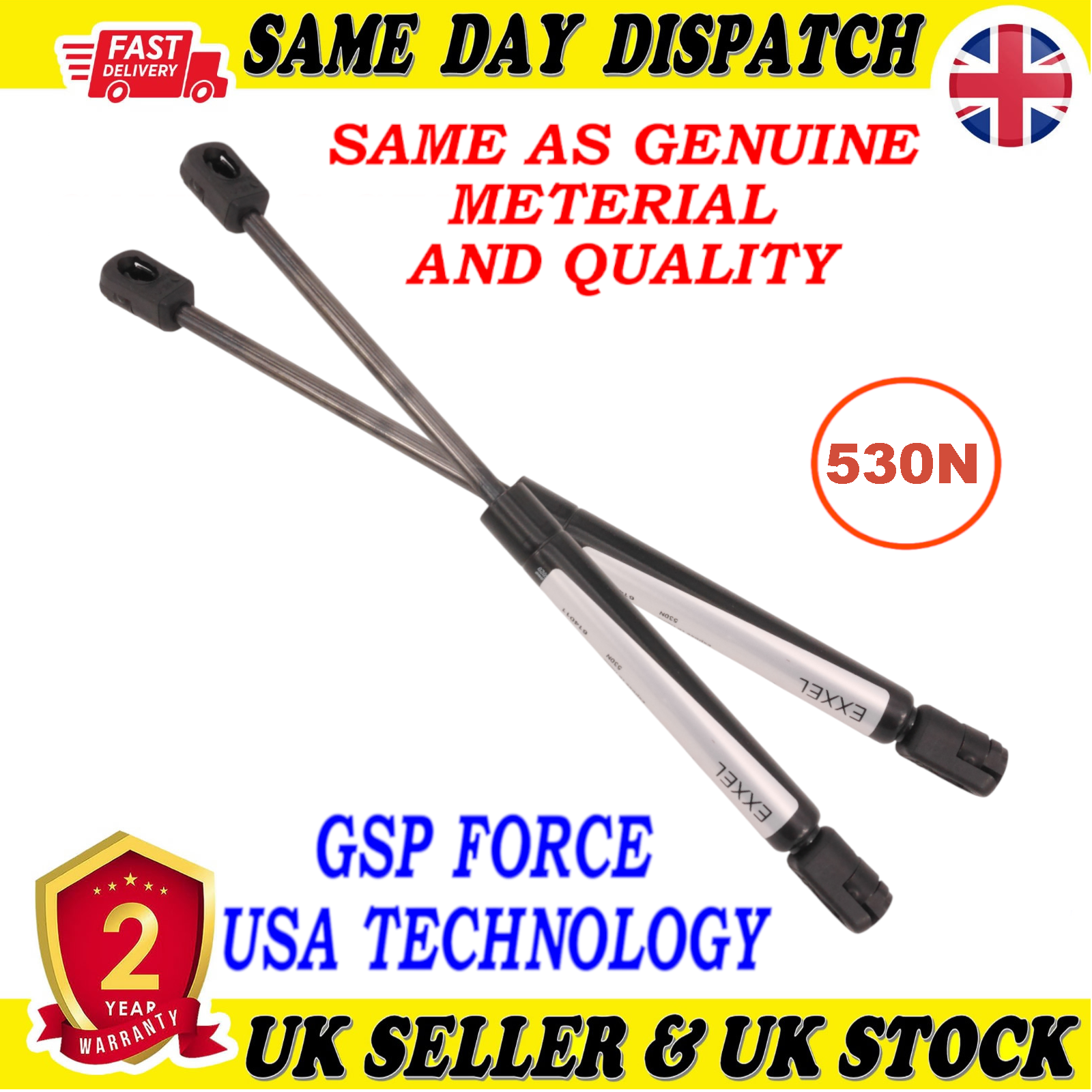 2X TAILGATE BOOT GAS STRUTS 530 Newton FOR HYUNDAI SONATA IV VOLVO S40 17713D000