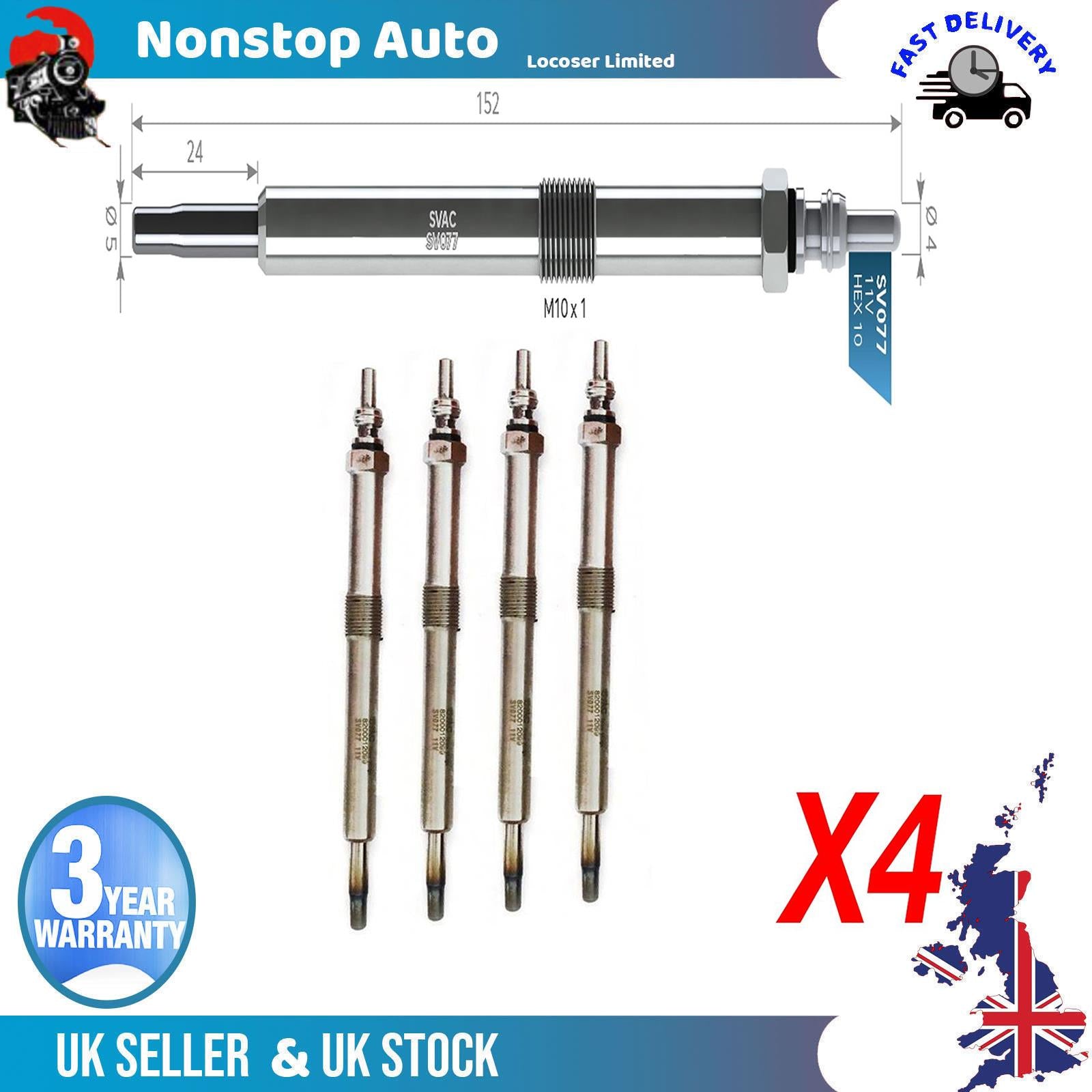 4X Glow Plugs For RENAULT Trafic II Master II 8200012099