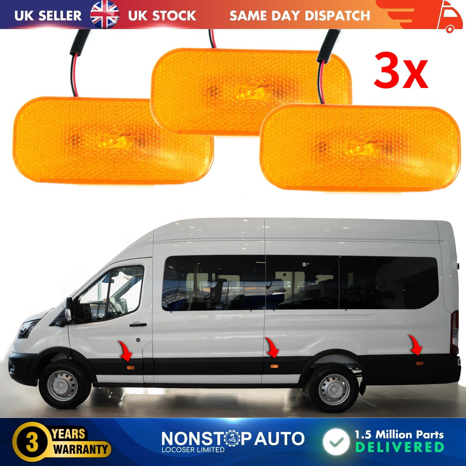 3x SIDE MARKER LIGHT LAMP LENS FOR FORD TRANSIT MK8 1832493