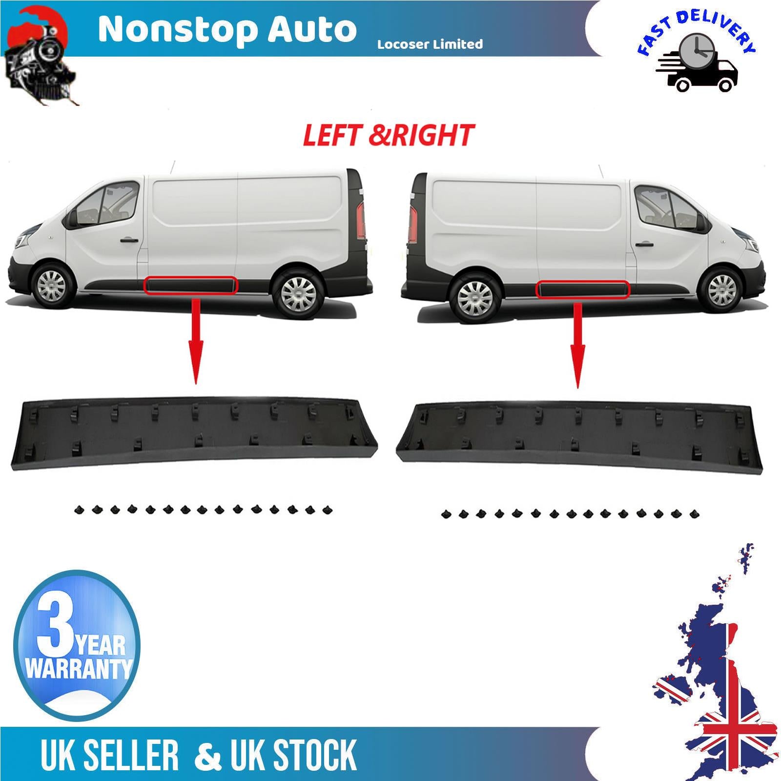 2x Side Door Moulding Panel Trim Fits  VAUXHALL Vivaro  4407251