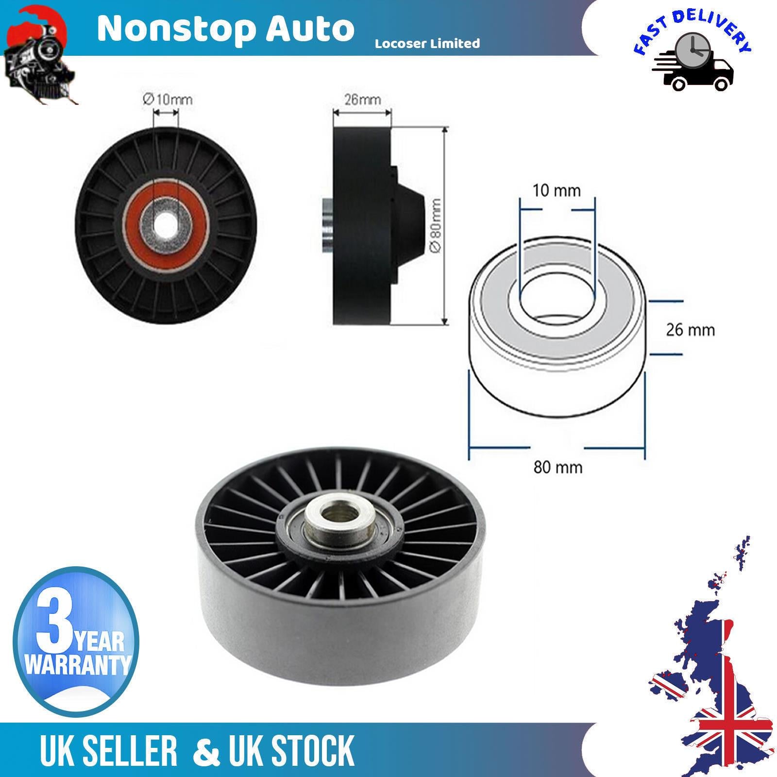 Fan Belt Tensioner Pulley - V - Ribbed Belt Idler  For FIAT  Marea Multipla