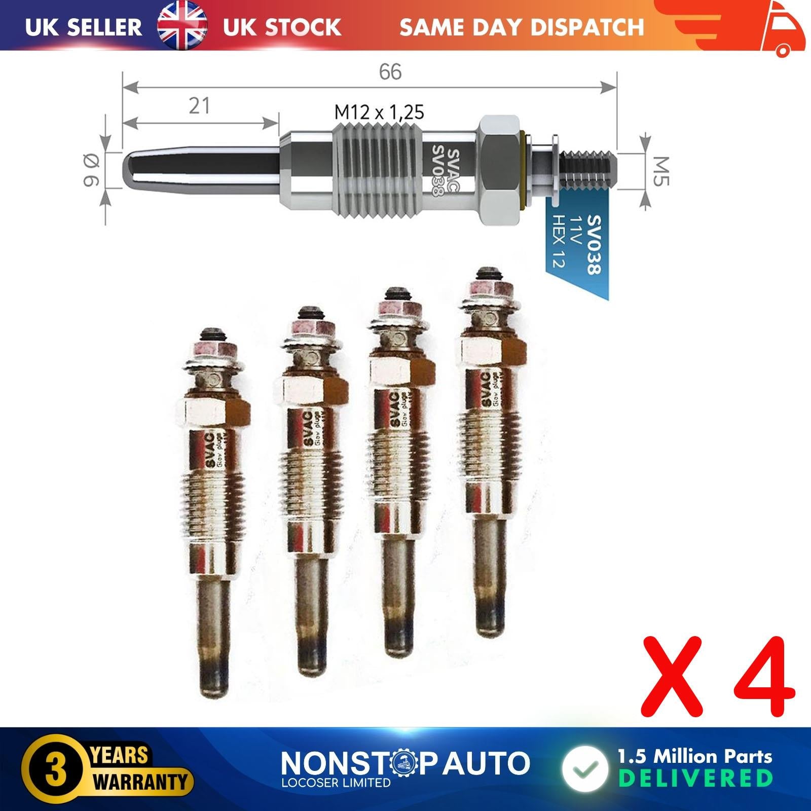 4X Glow Plugs For RENAULT Trafic Master I II 2.5 D 2.8 dTI 89FF6M090AA