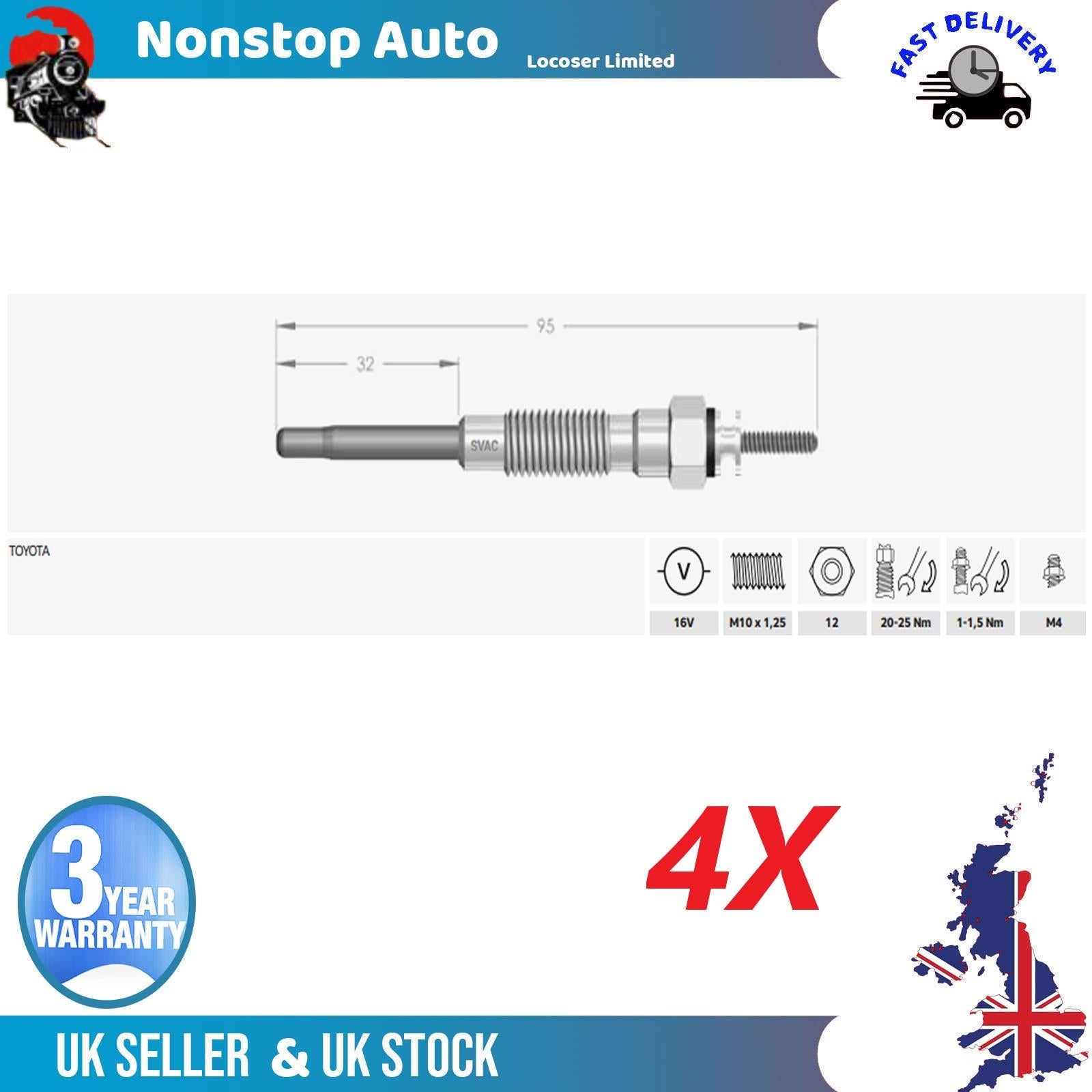 4X Glow Plugs For ISUZU Gemini Midi Bus Van 1985054060