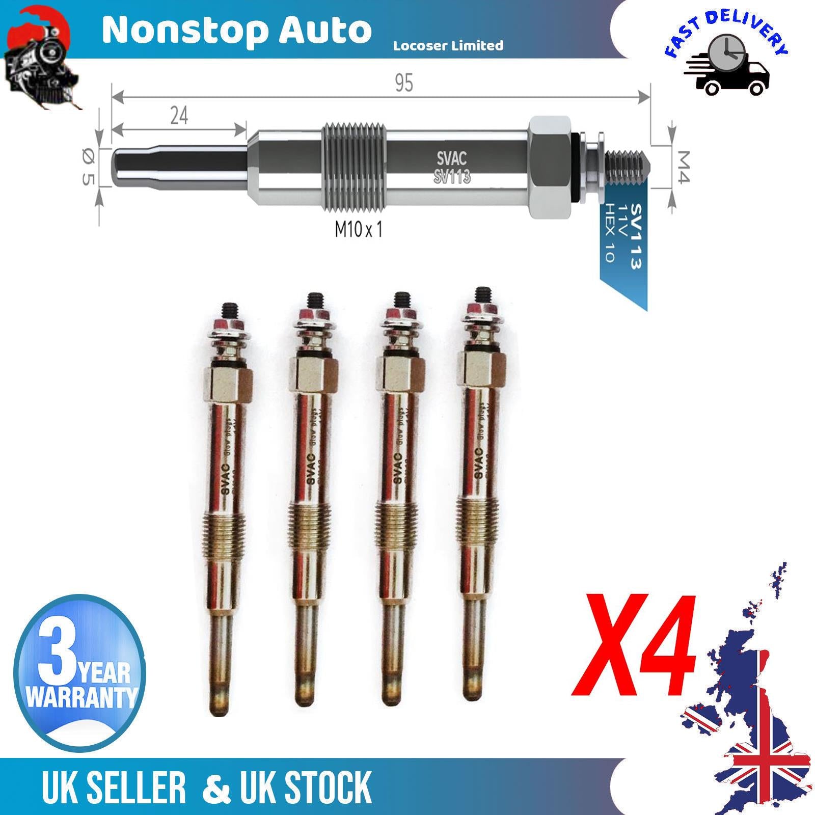 4X Glow Plugs For MITSUBISHI L 300 III 46451951